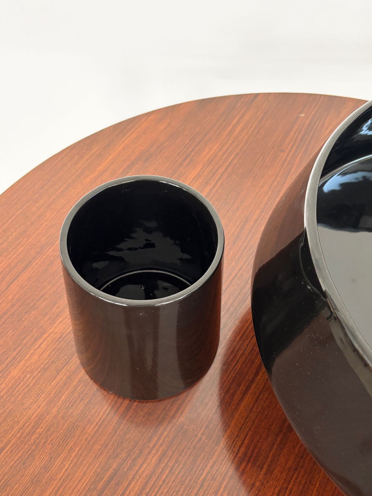 photo furniture Angelo Mangiarotti For Skipper Black Ceramic Planter, Italy 1980s
