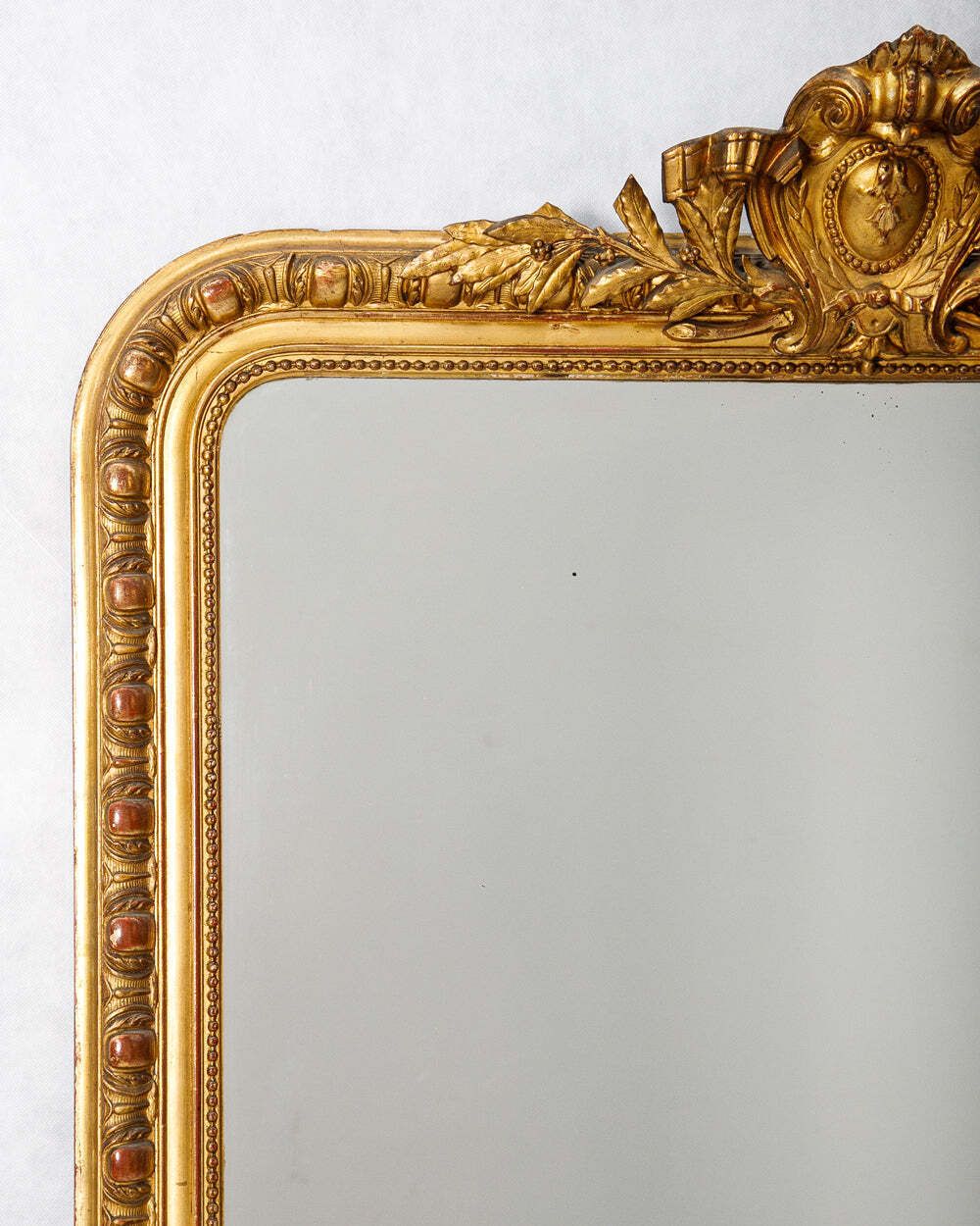 Large 19th C Louis Philippe Mirror With Ornate Shield Crest photo vinterior