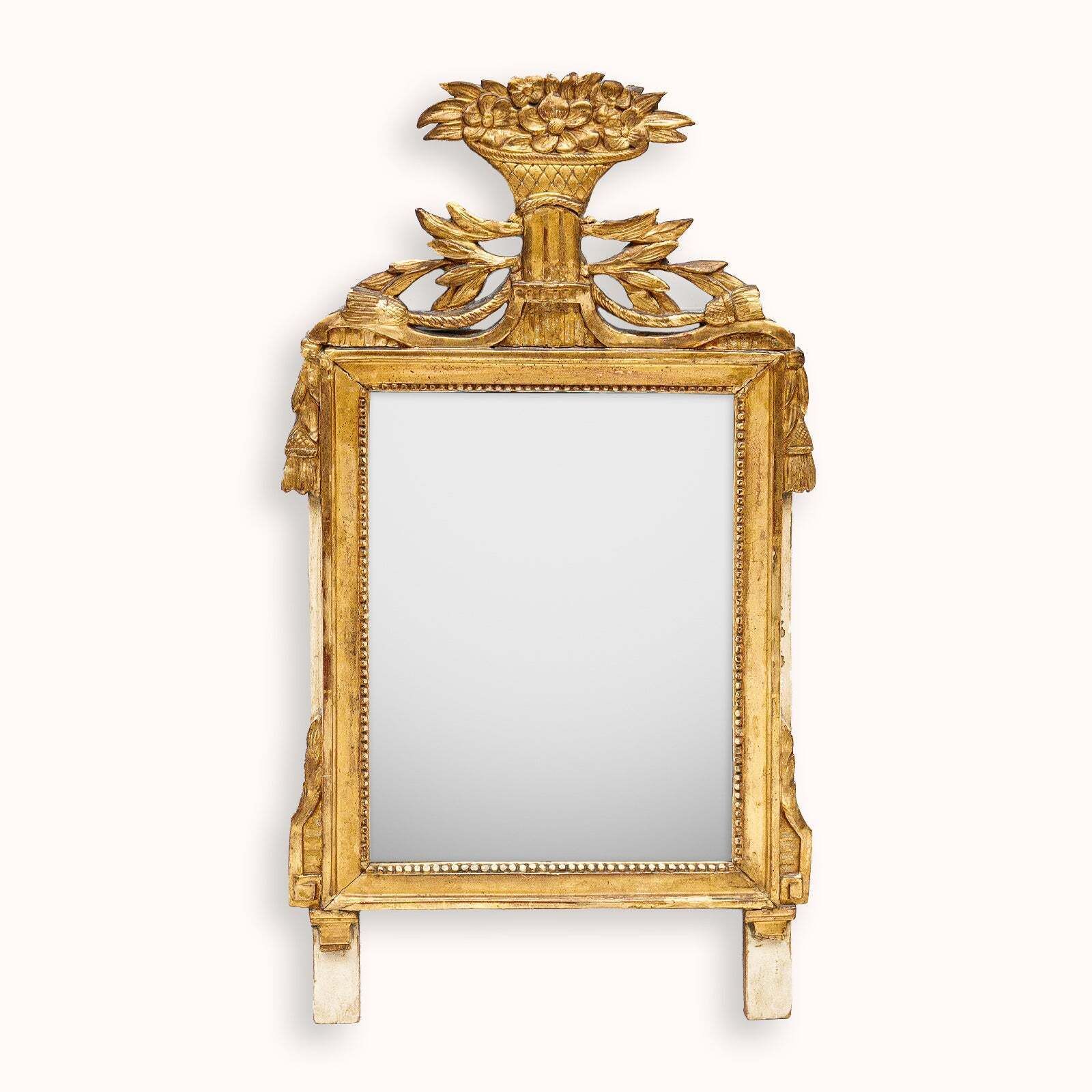 Klein Antiek Frans Louis XVI Huwelijksspiegel Met Kwasten