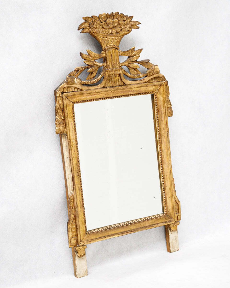 Small Antique French Louis XVI Marriage Mirror With Tassels photo furniture