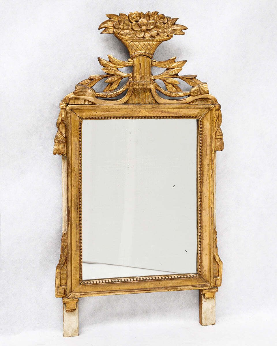 Small Antique French Louis XVI Marriage Mirror With Tassels photo Home Decor