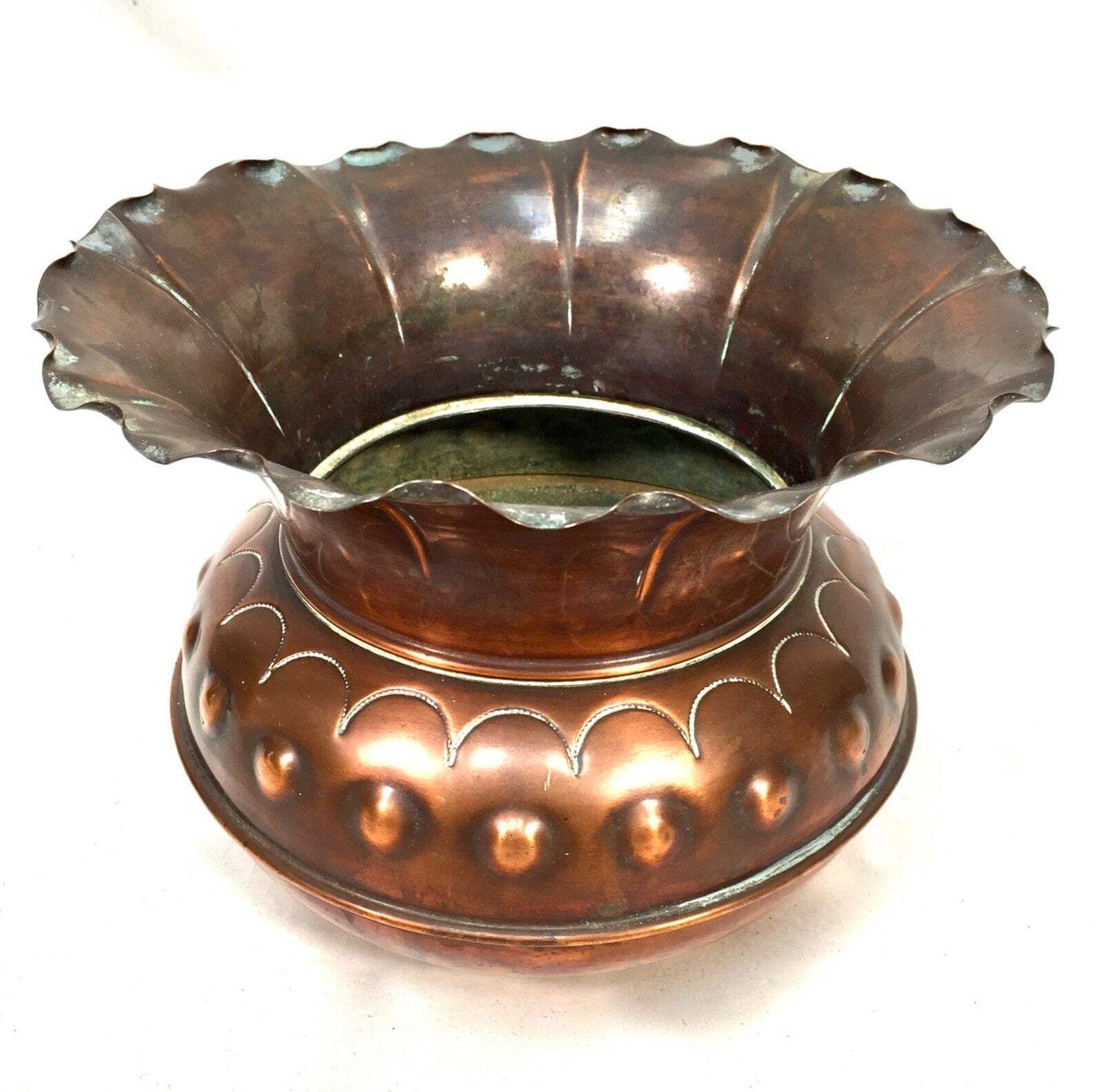 Antique Art Nouveau Copper Planter / Plant Pot / Jardiniere / Arts & Crafts photo furniture