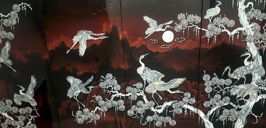 Vintage Set Of Wall Panels, Chinese  Display, Lacquer, Mother Of Pearl, photo furniture