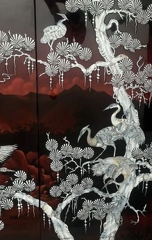 photo furniture Vintage Set Of Wall Panels, Chinese  Display, Lacquer, Mother Of Pearl,