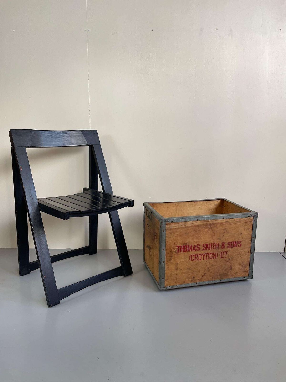Vintage No Nail Boxes Industrial Packing Storage Crate Case Thomas Smith & Sons Croydon Stamp