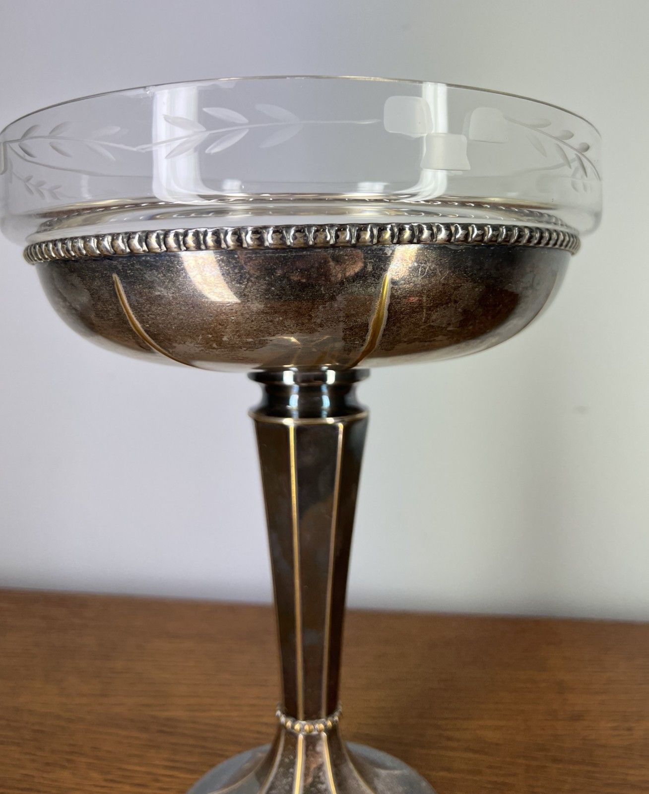 Tazza Compote Dish Vintage French Silver Plated Glass – Lot 4023 photo vintage