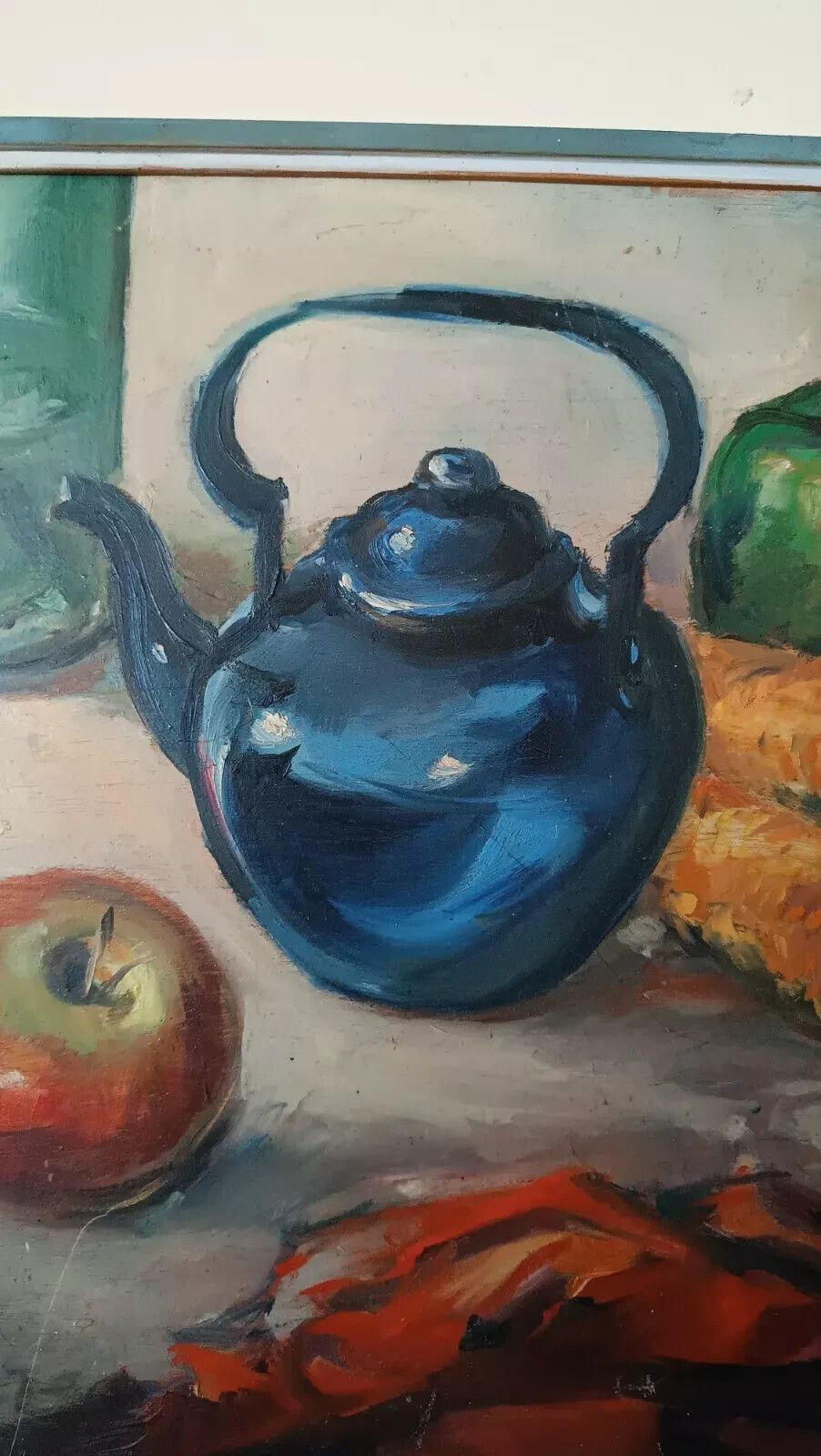 Painting Nature Still Fruit Oil On Plywood Years 50 Signed photo vinterior
