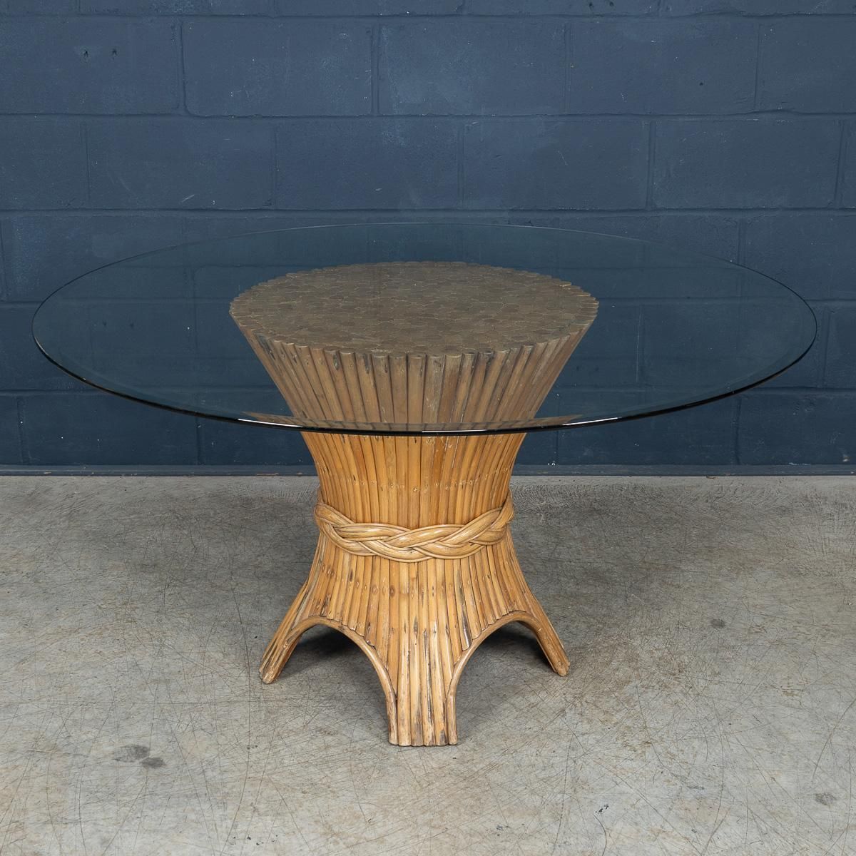 Stylish 20th Century "Sheaf Of Wheat" Dining Table By Mcguire C.1970 photo for sale