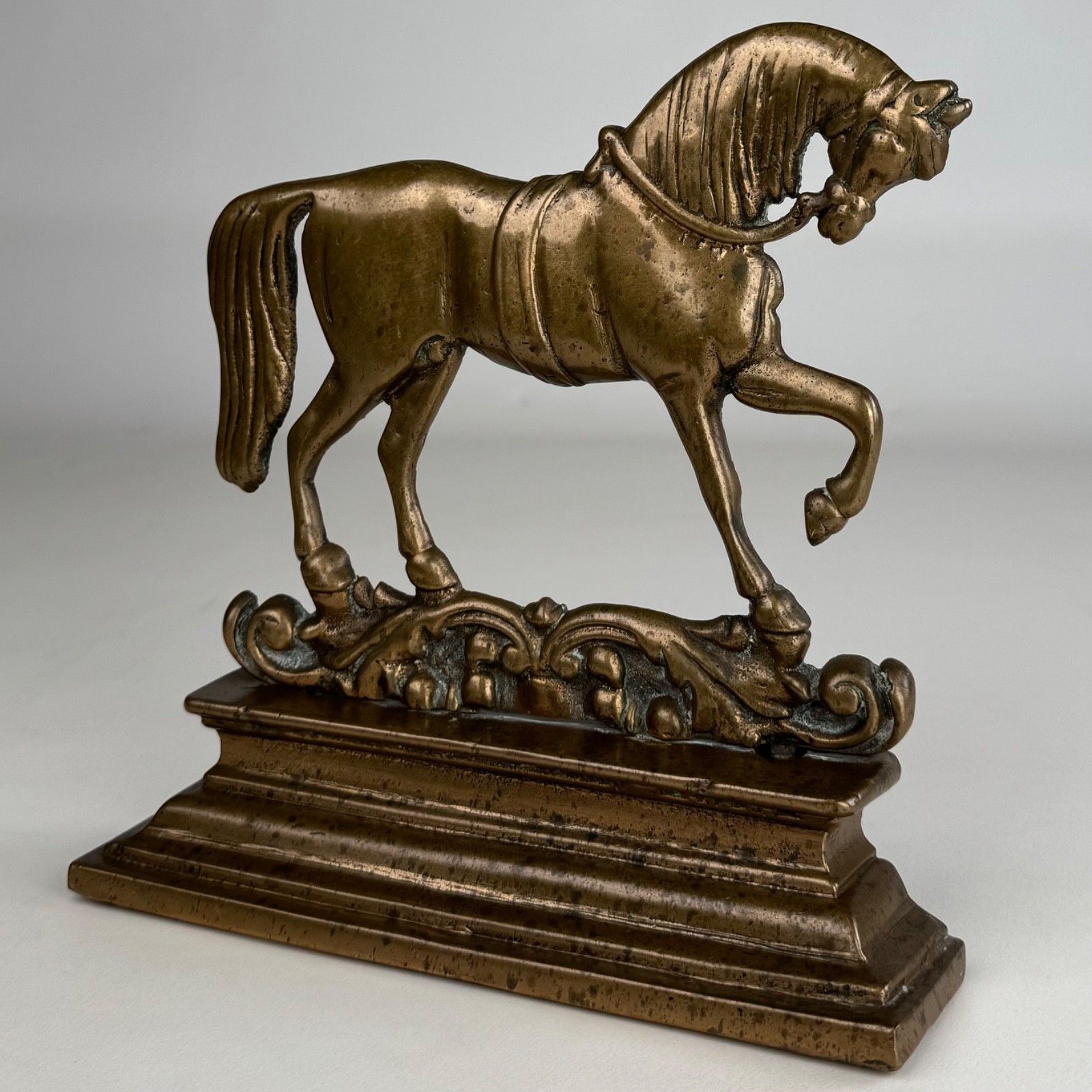Antique 19th Century Pair Of Brass Horse Shaped Doorstops photo Home Fixtures