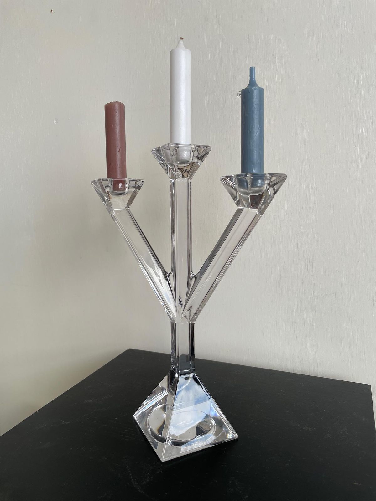 Vintage Villeroy And Boch Crystal Glass Trio Angular Hollywood Regency Candlestick photo 64.0