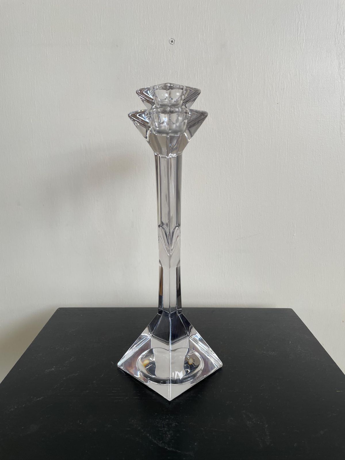 photo for sale Vintage Villeroy And Boch Crystal Glass Trio Angular Hollywood Regency Candlestick