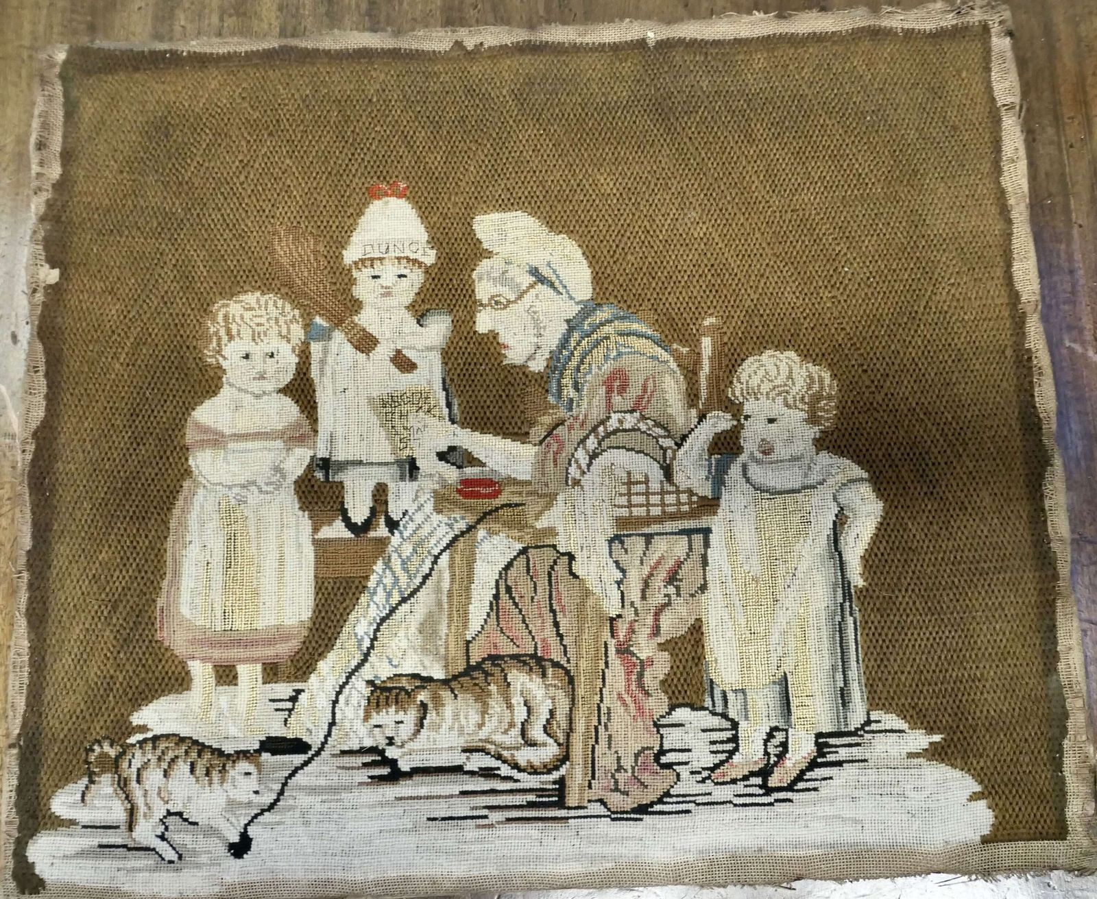 Early 19th Century English Wool Tapestry, “The School Room” photo for sale
