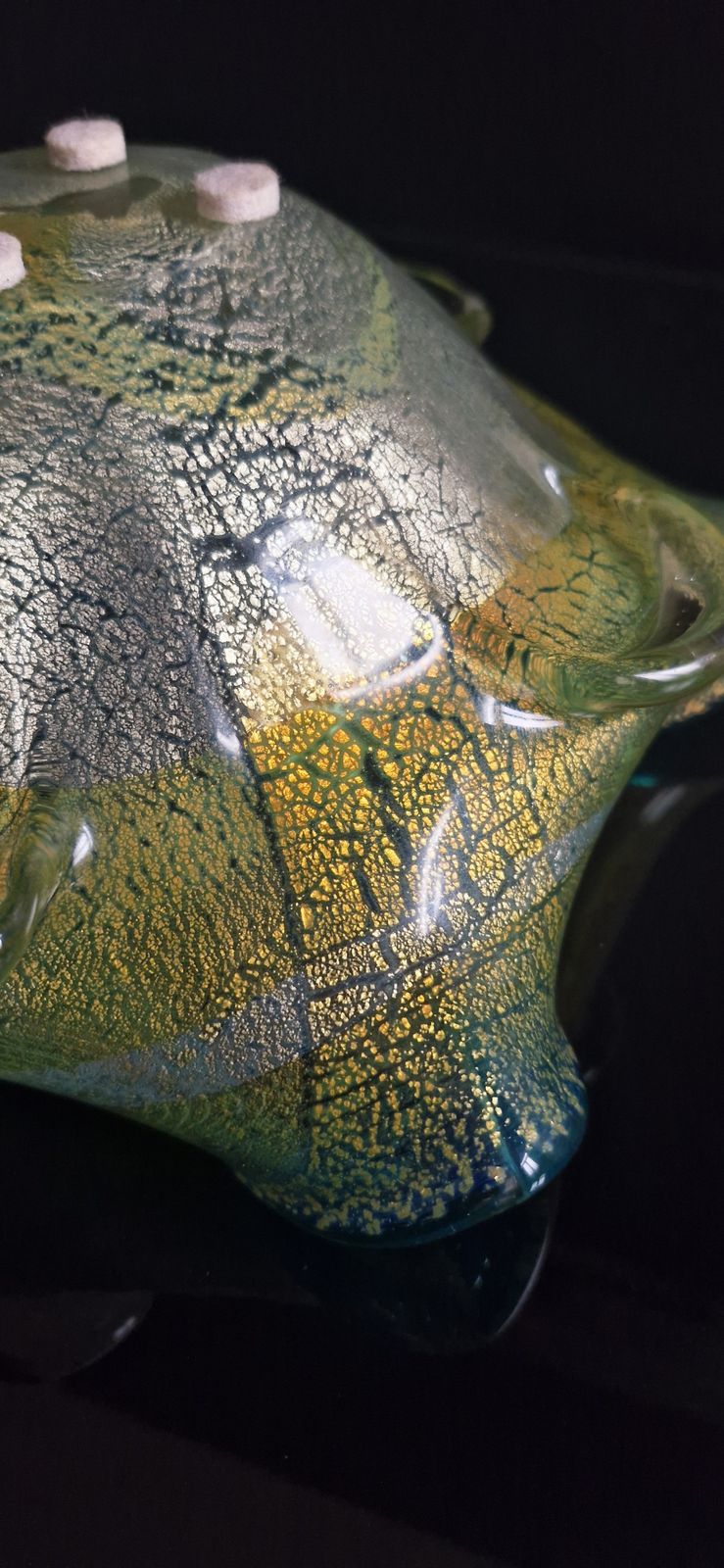 photo furniture Mid Century Large Murano Glass Centerpiece With Gold And Silver Leaves