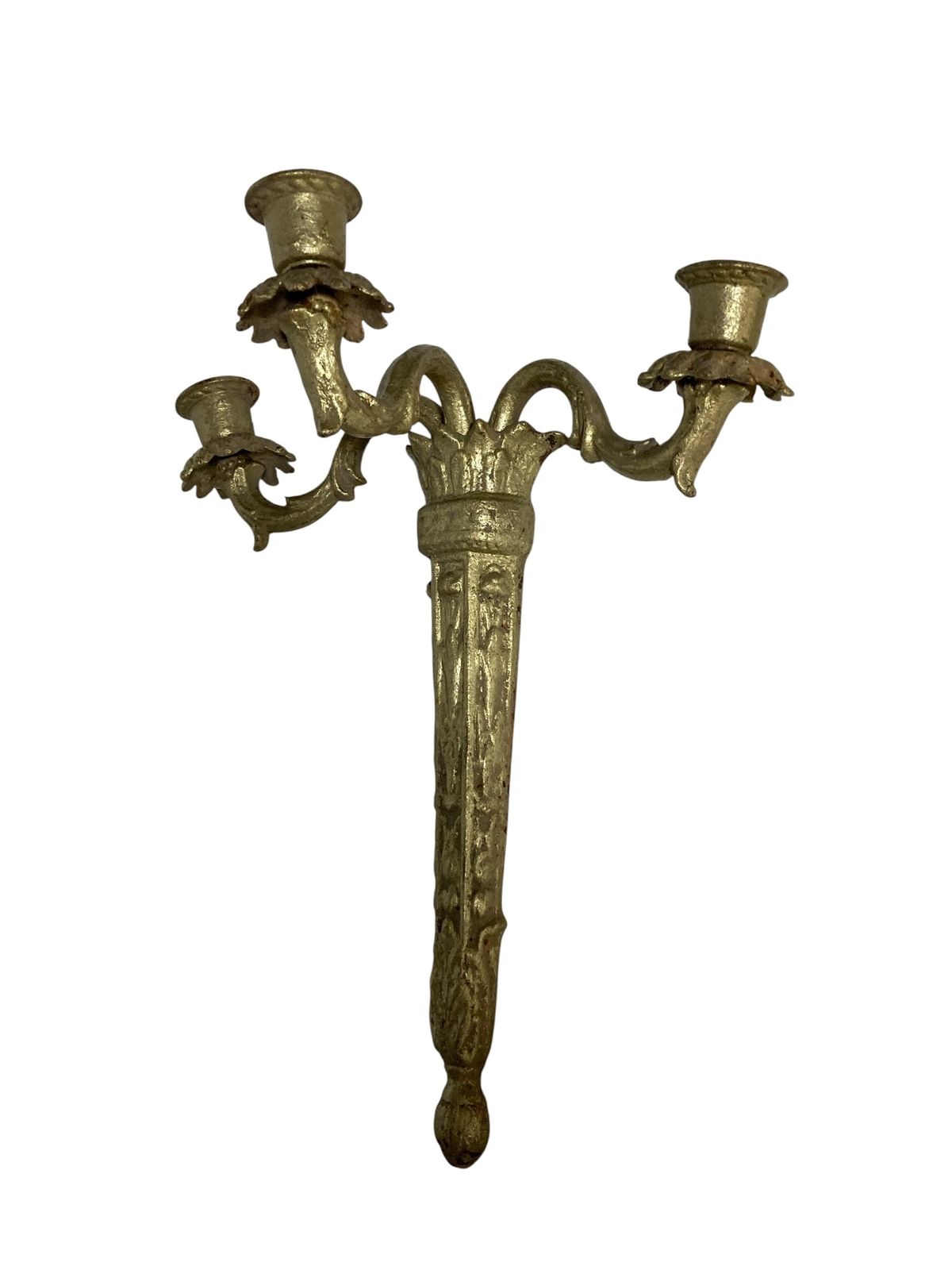 photo furniture Pair Of Ornate Reclaimed Cast Iron Wall Sconces Candelabra Gilt Style Finish