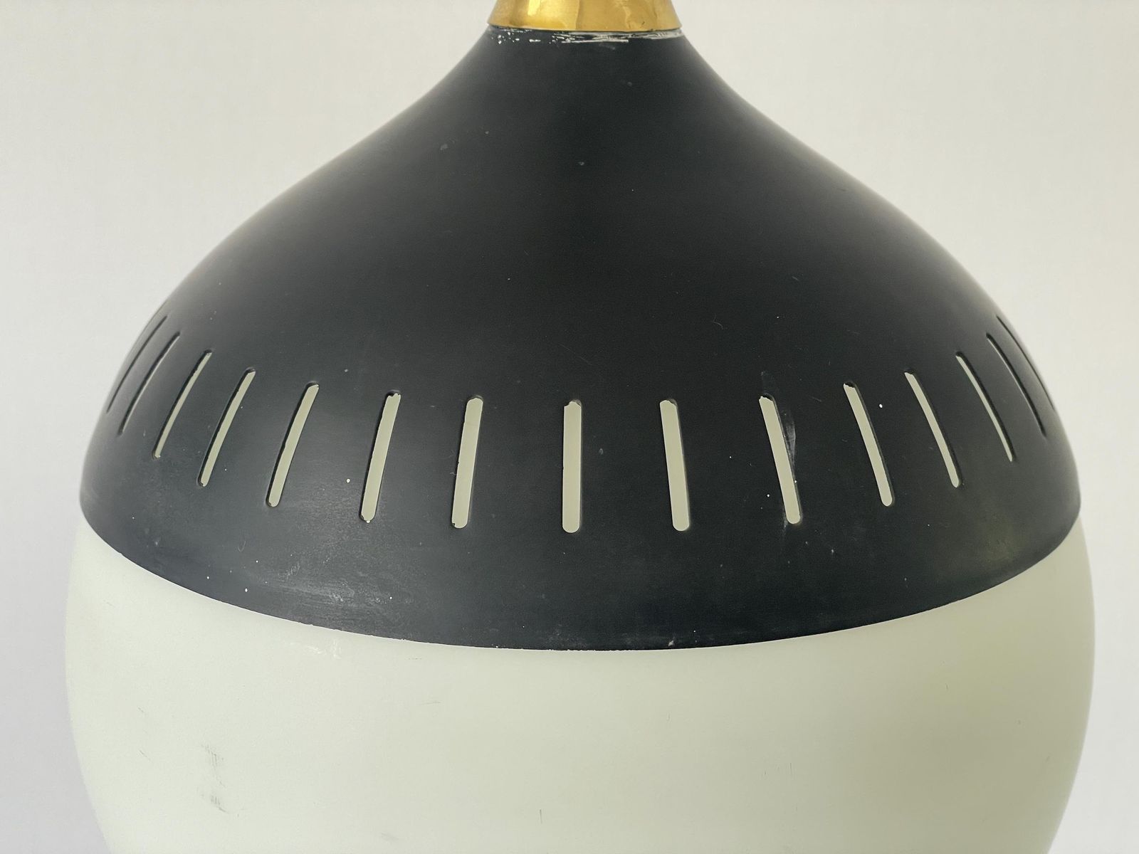 Black Metal And Glass Pendant Lamp, In Style Of Stilnovo, 1960s, Italy photo furniture