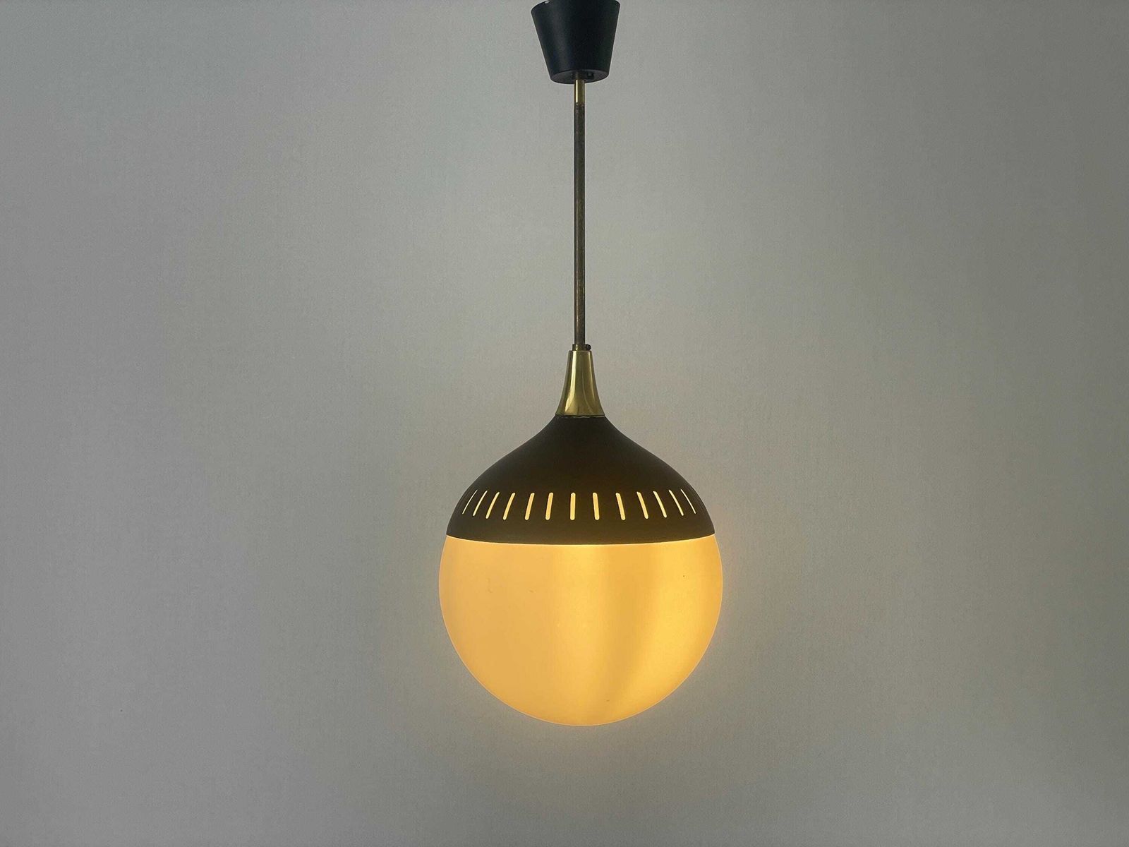 Black Metal And Glass Pendant Lamp, In Style Of Stilnovo, 1960s, Italy photo 1626.0