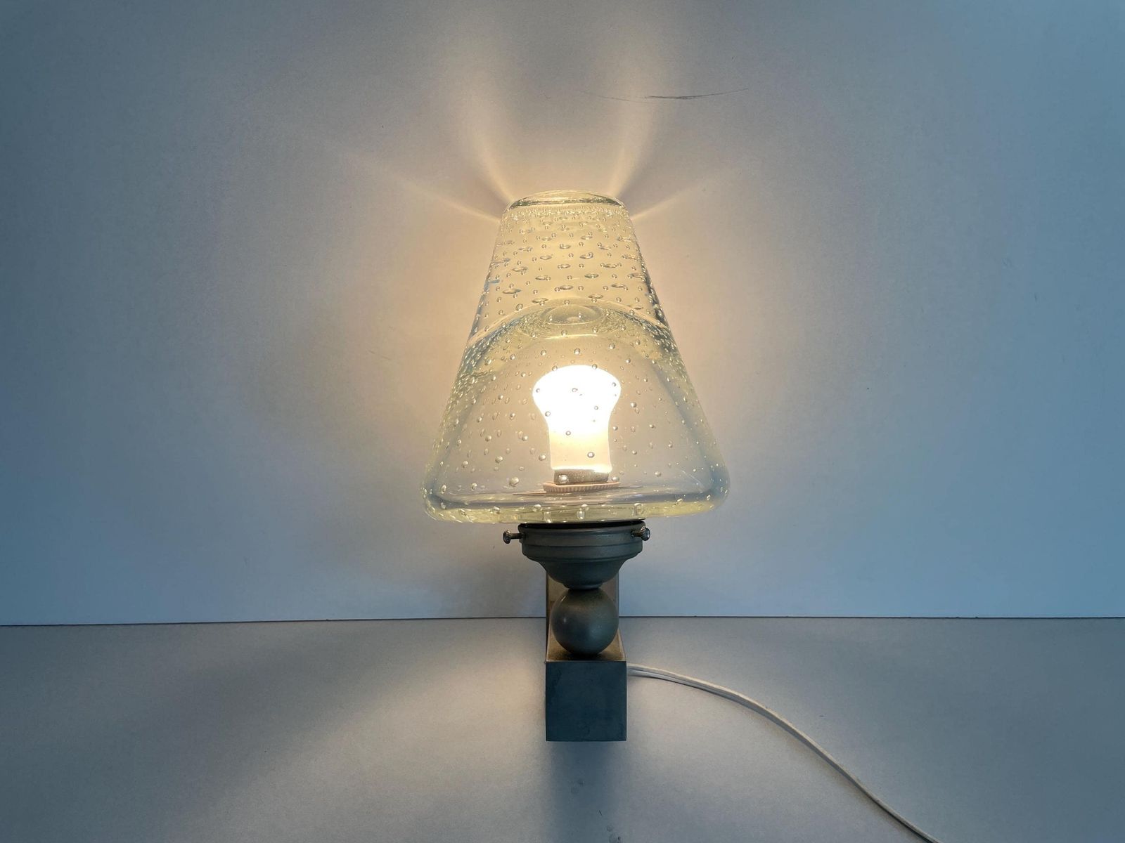 Exclusive Italian Seguso Glass And Metal Luxurious Wall Lamp, 1950s, Italy