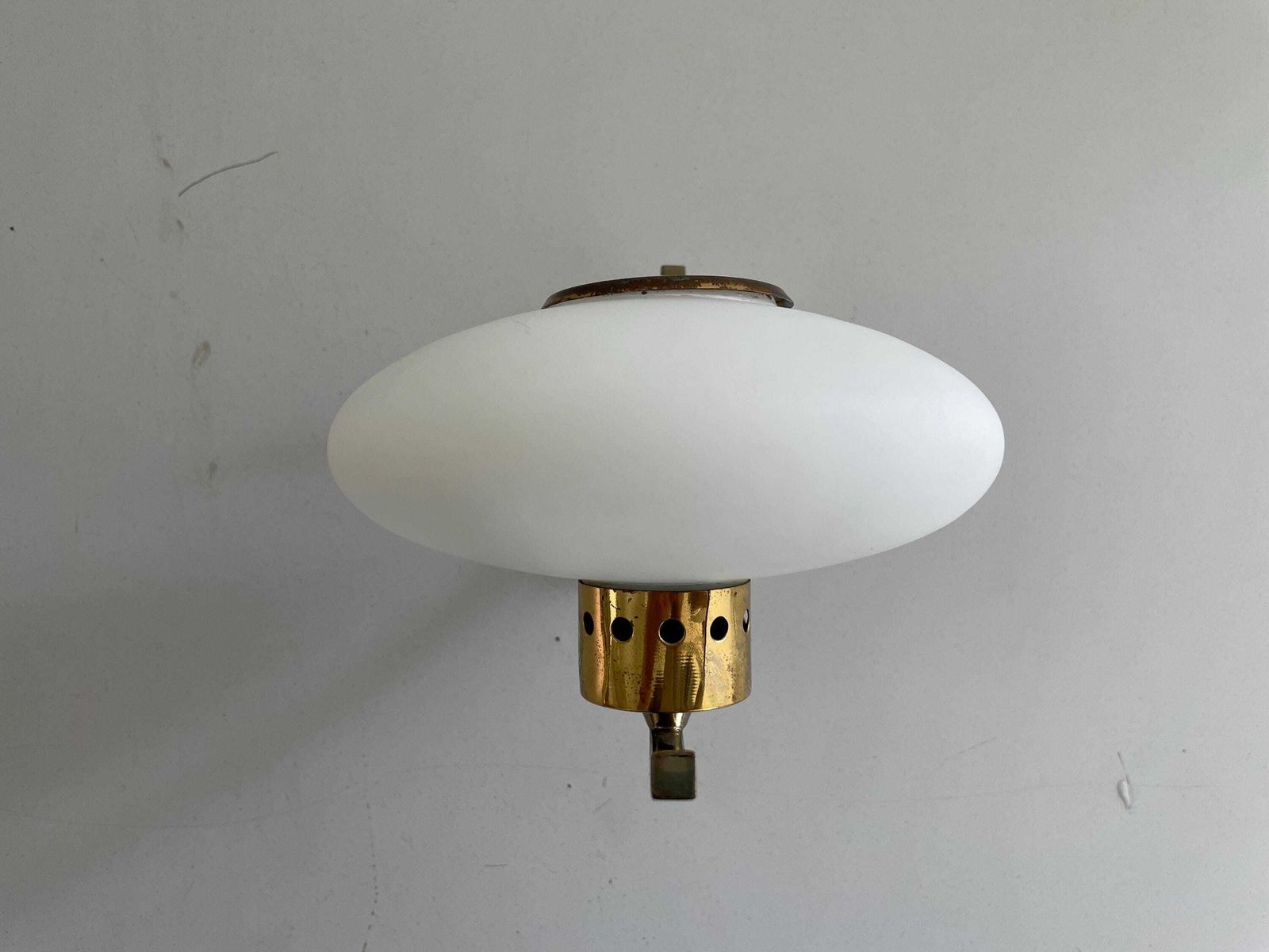 Mid Century Modern Brass And Glass Pair Of Sconces In The Style Of Stilnovo, 1960s, Italy photo buy