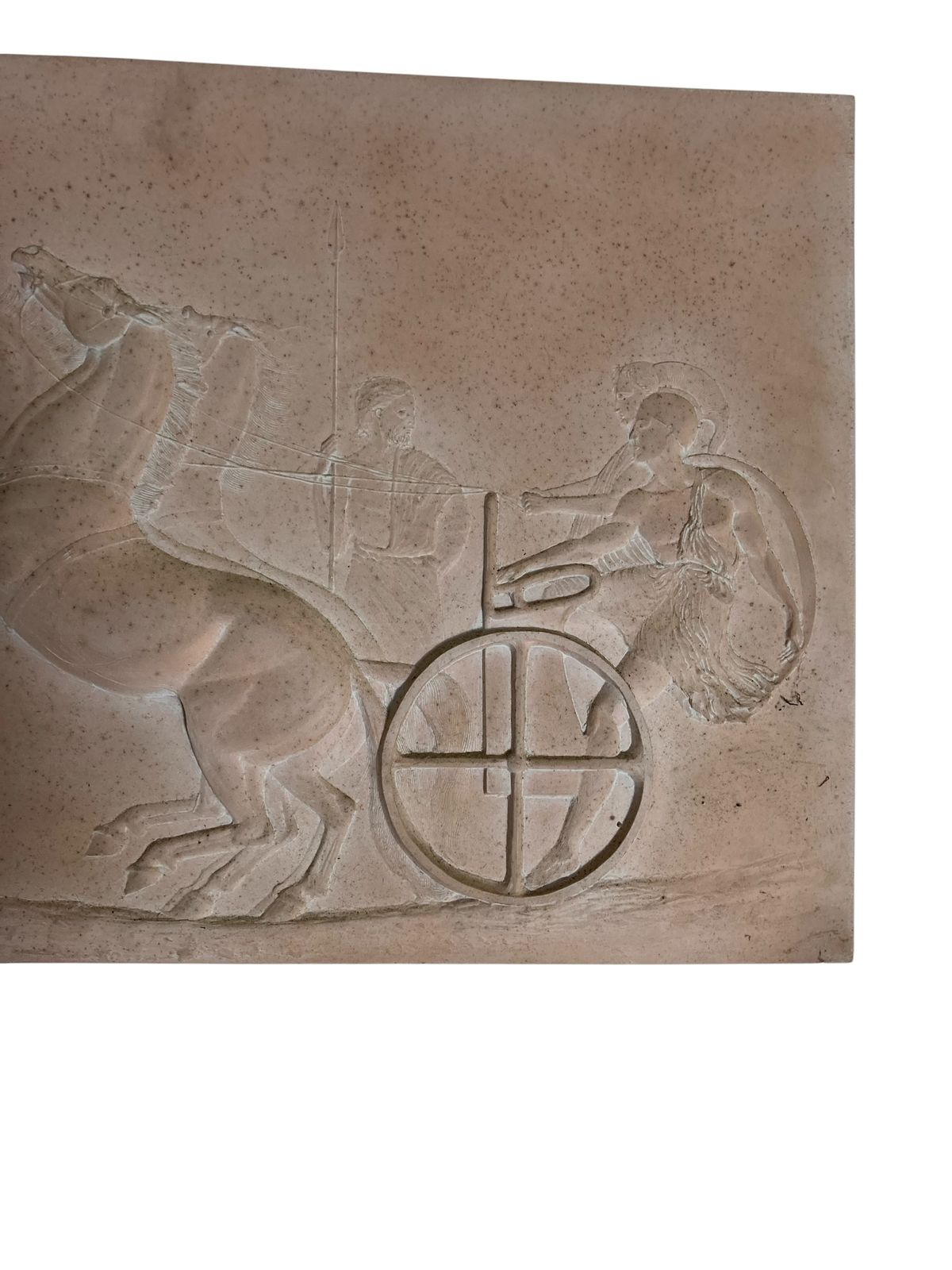 Roman Greek Plaster Frieze Chariot Driver And Horses Competing An Aphobates Contest Athens photo for sale