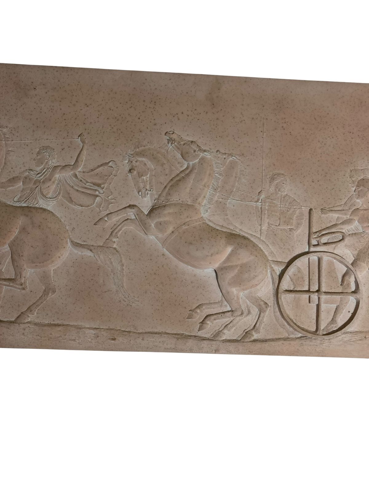 Roman Greek Plaster Frieze Chariot Driver And Horses Competing An Aphobates Contest Athens photo vinterior