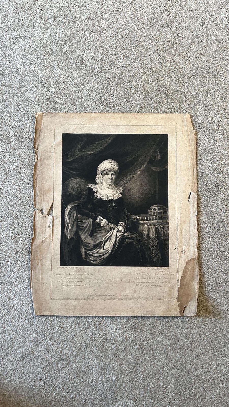 Elegant Georgian Mezzotint Portrait Of Selina Gally Knight By Samuel William Reynolds After Henry Edridge, 1826