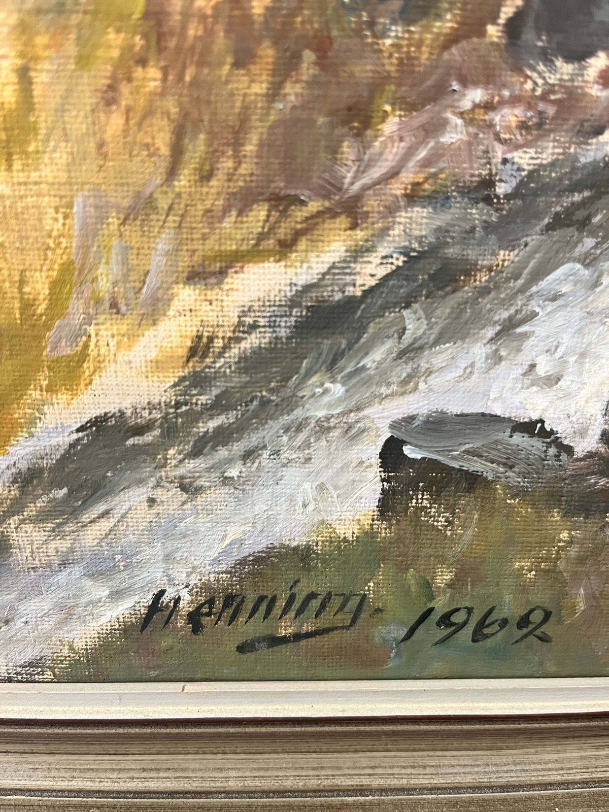 Rustic Watermill Landscape  Oil Painting By Swedish Artist Henning, 1962 photo Art