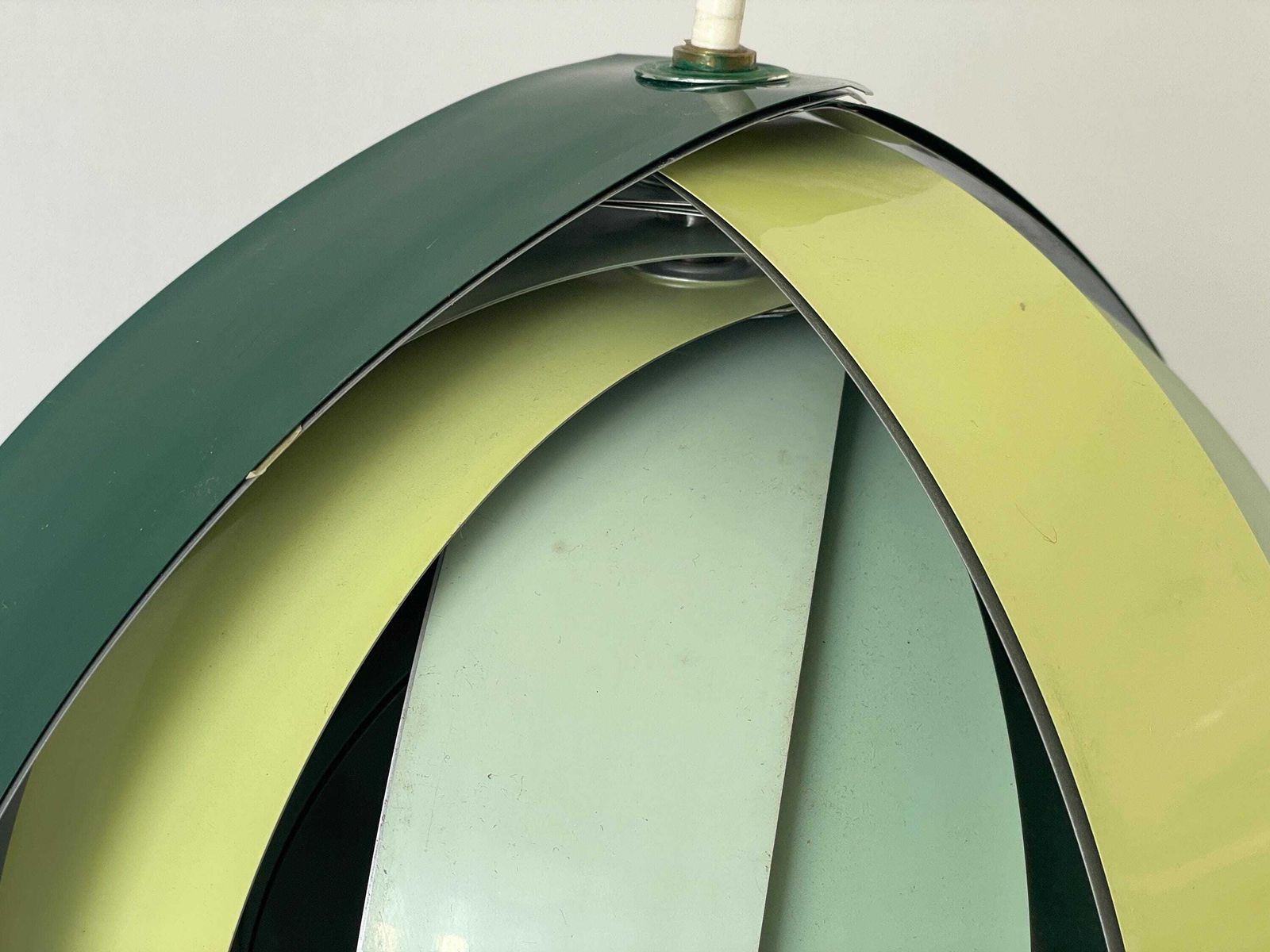 3 Tone Green Metal Pendant Lamp By Lamell Star Leuchten, 1960s, Germany photo furniture