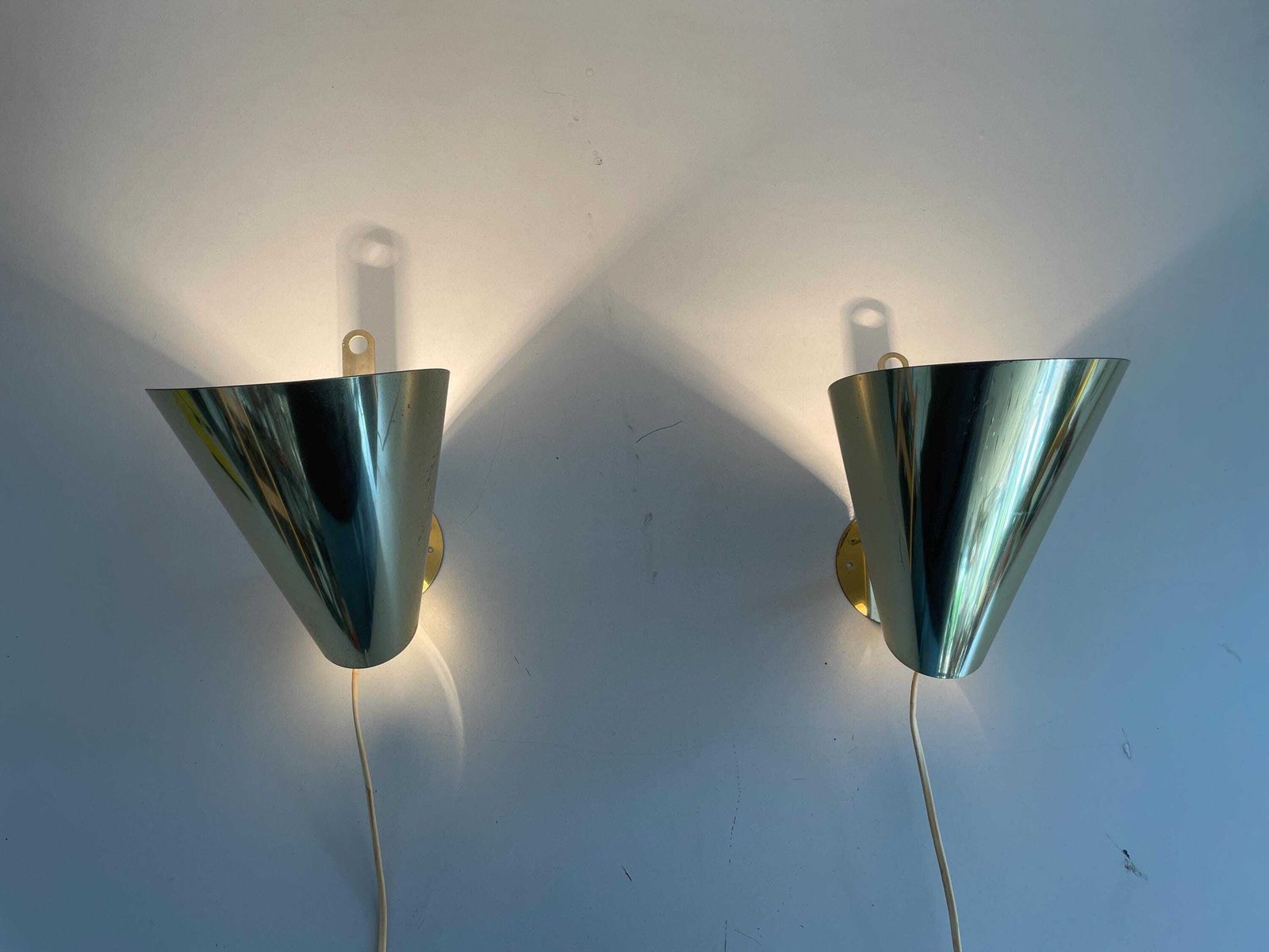 Scandinavian Design Gold Metal Pair Of Sconces, 1970s, Sweden photo 1569.0