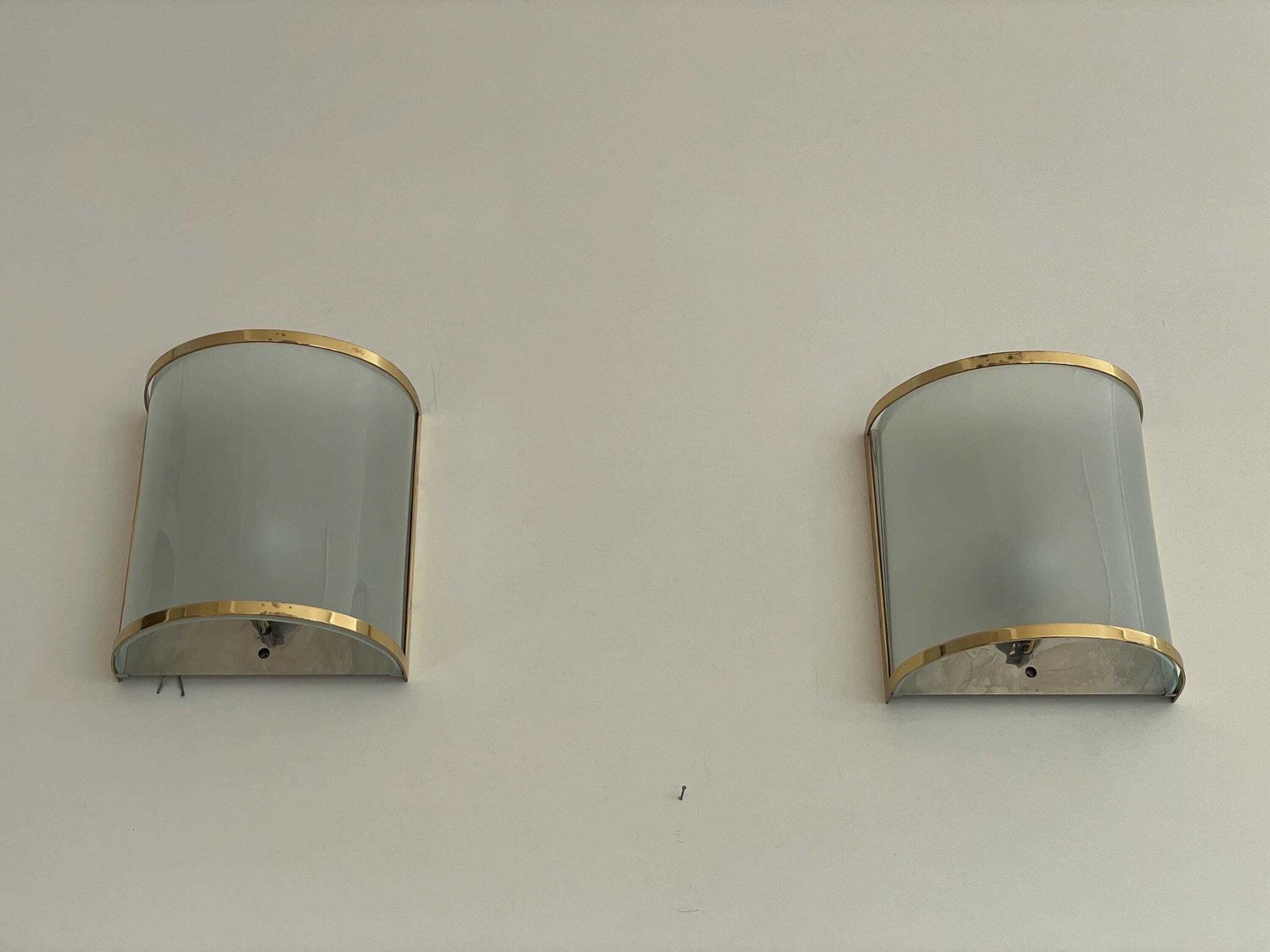 photo for sale Brass And Glass Exclusive Pair Of Sconces By San Juan Despi Barcelona By S.A. Metalarte, 1960s, Spain