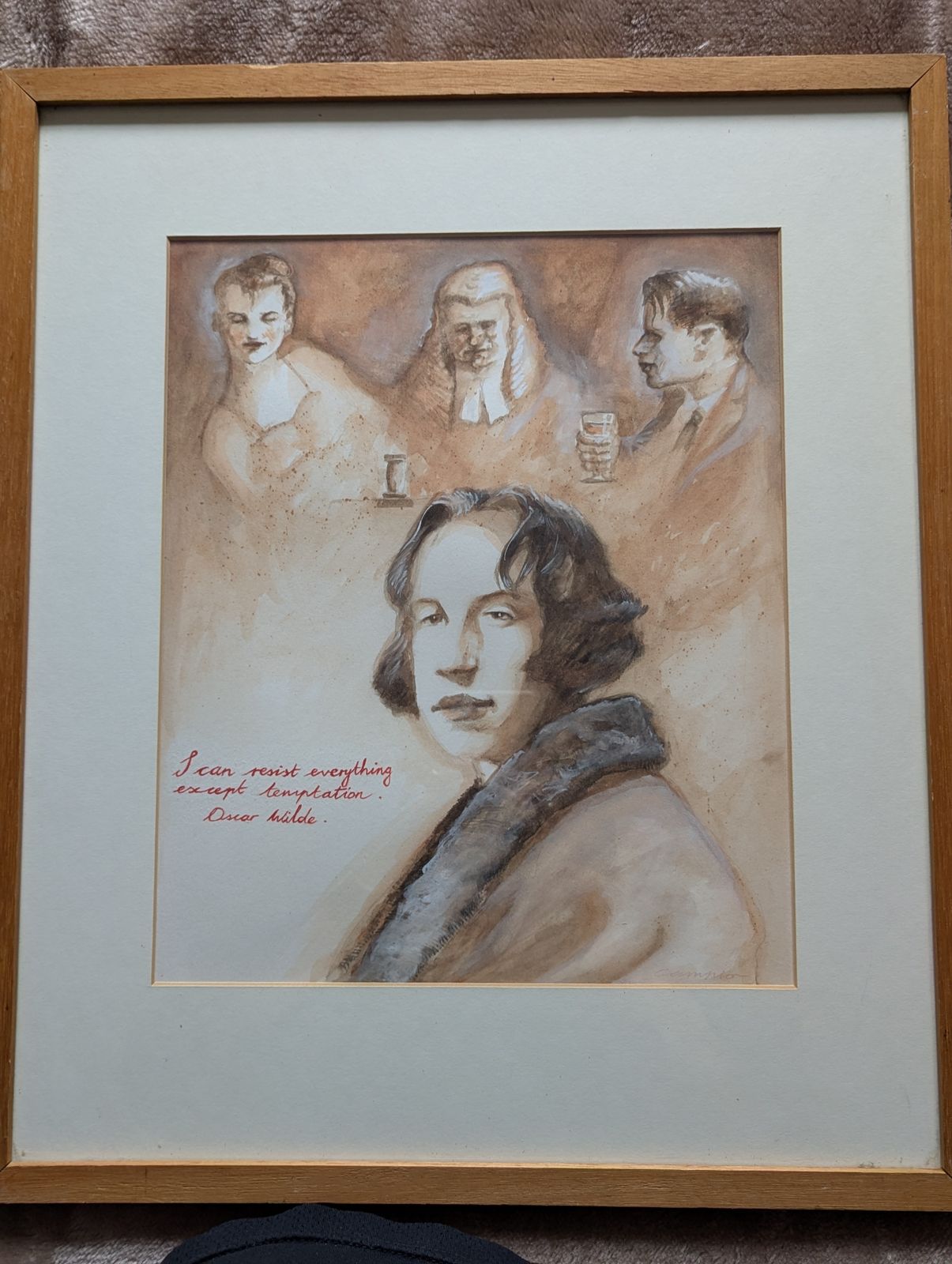 Oscar Wilde’s Emotional Geometry – Original Campion Artwork With Vintage Glass Salon Ensemble photo buy