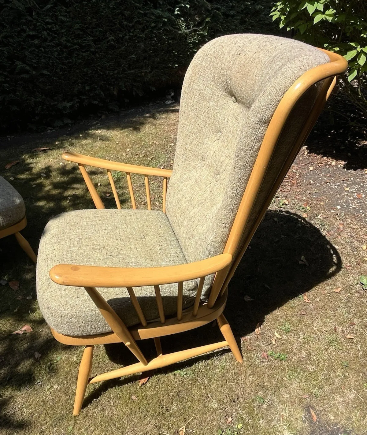 Blonde Ercol High Back Easy Armchair New Webbing Original Covers photo furniture