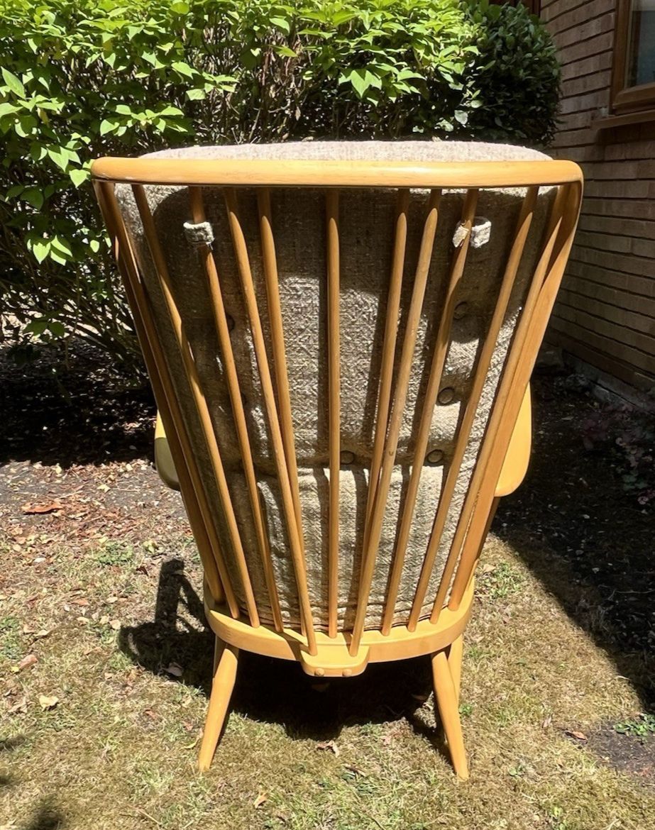 Blonde Ercol High Back Easy Armchair New Webbing Original Covers photo Furniture