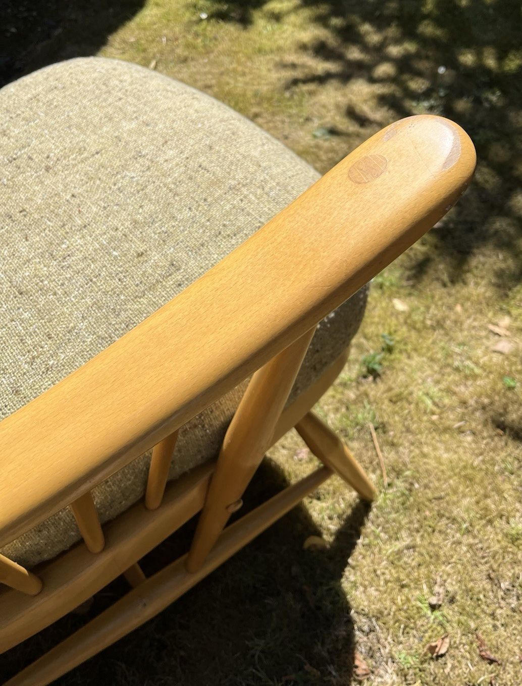 Blonde Ercol High Back Easy Armchair New Webbing Original Covers photo vinterior