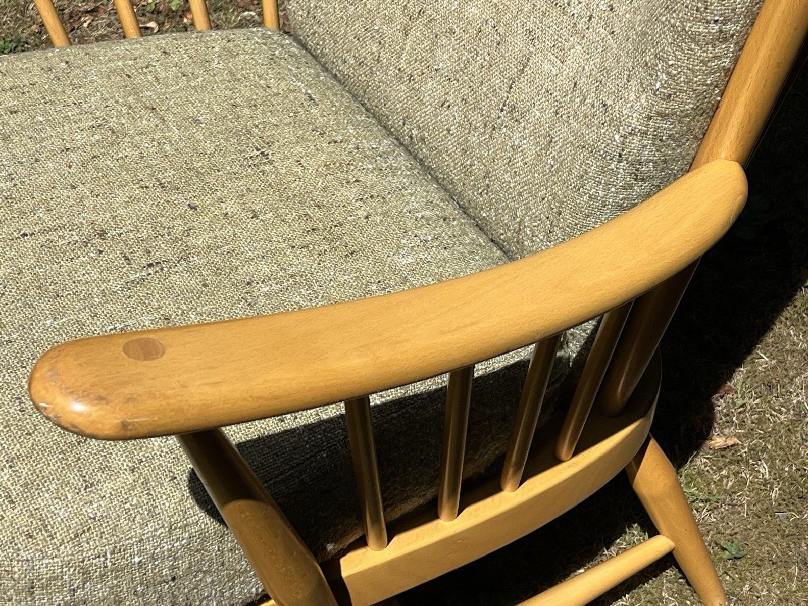 Blonde Ercol High Back Easy Armchair New Webbing Original Covers photo buy