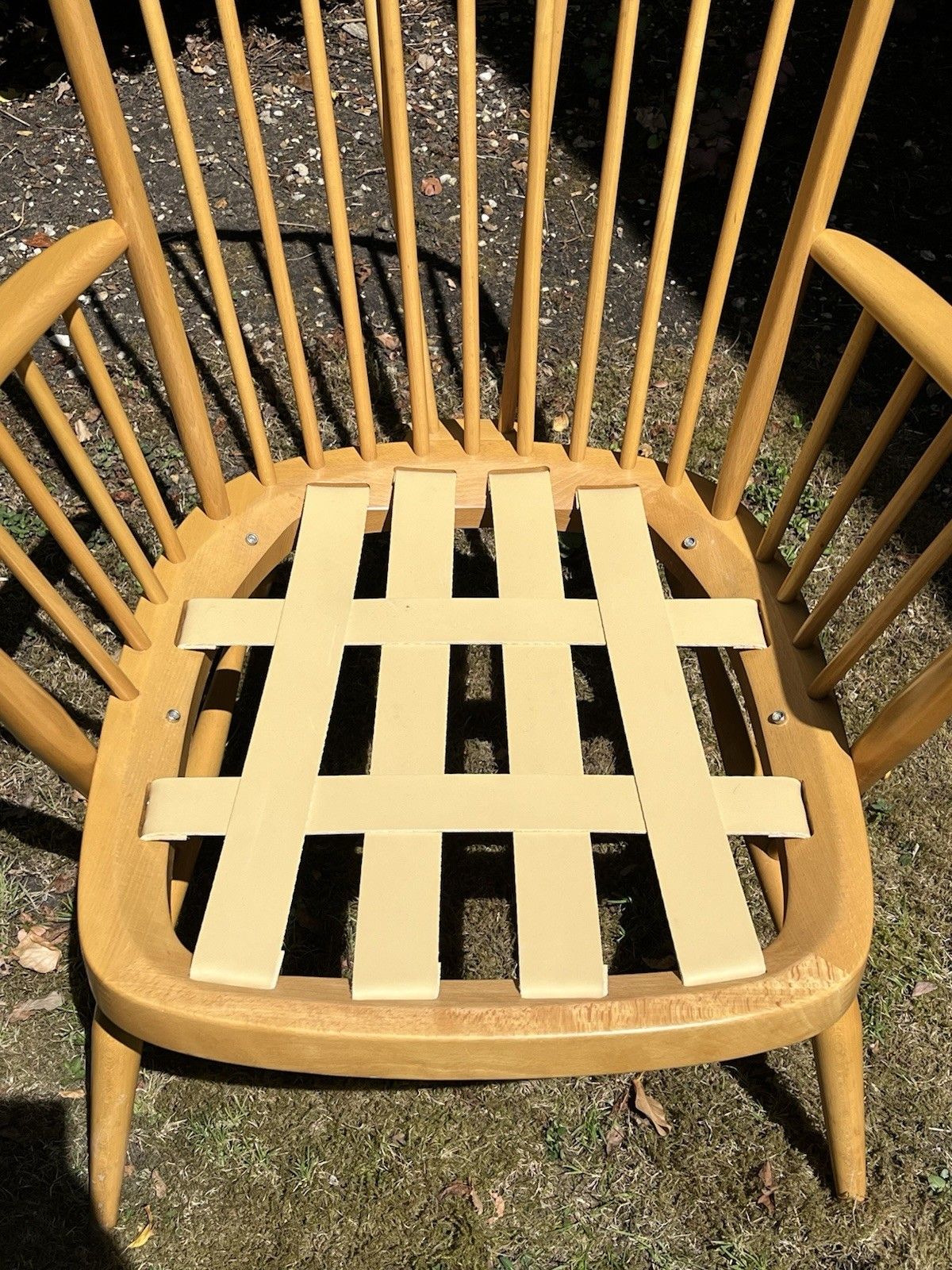 photo furniture Blonde Ercol High Back Easy Armchair New Webbing Original Covers