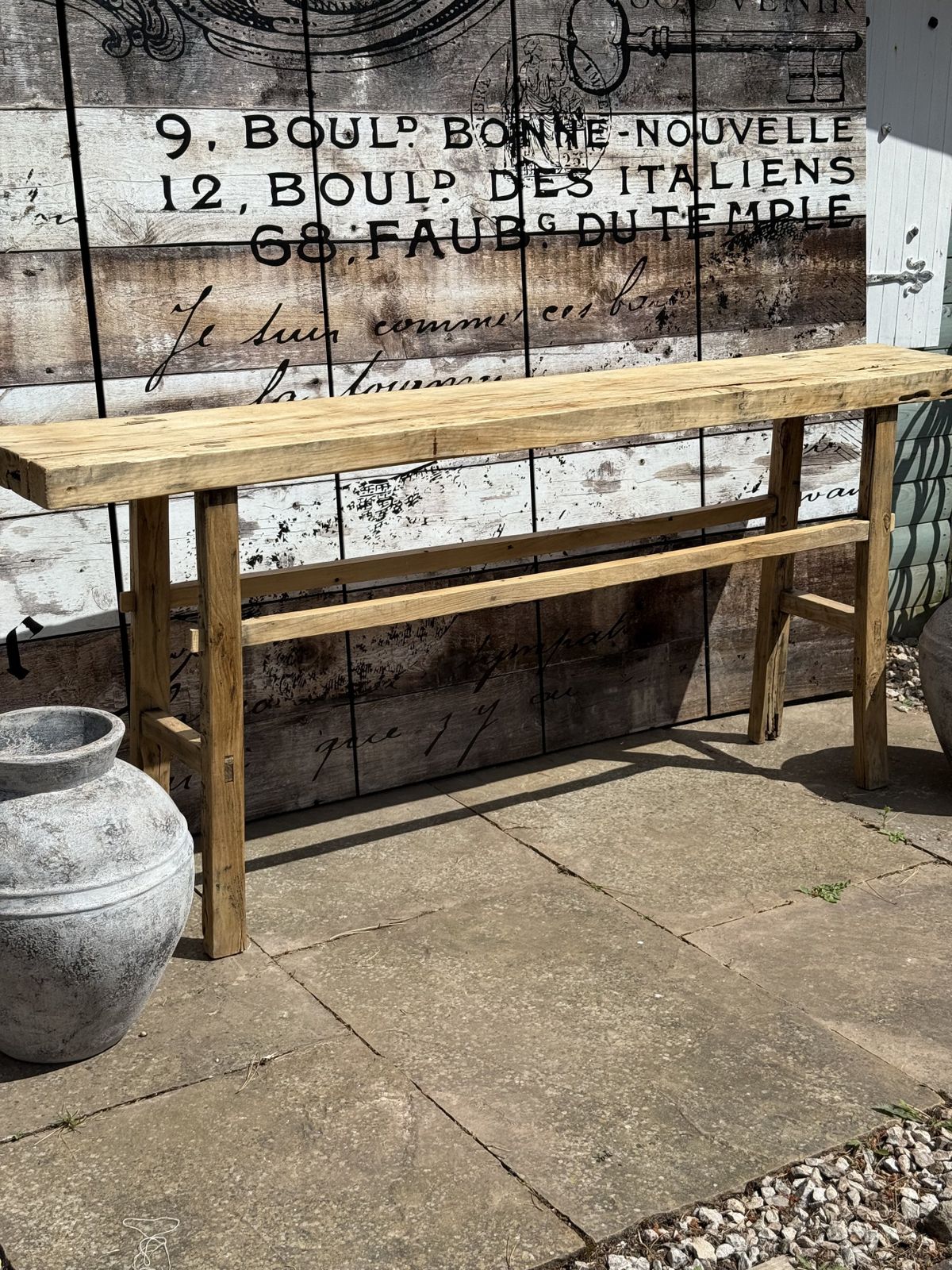 photo for sale Rustic Elm Console Table – Handcrafted Elegance