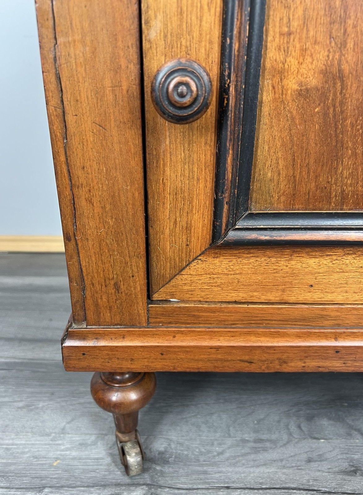 Bedside Table Antique French Walnut Marble Top Cupboard Cabinet Lot 4043 photo vintage