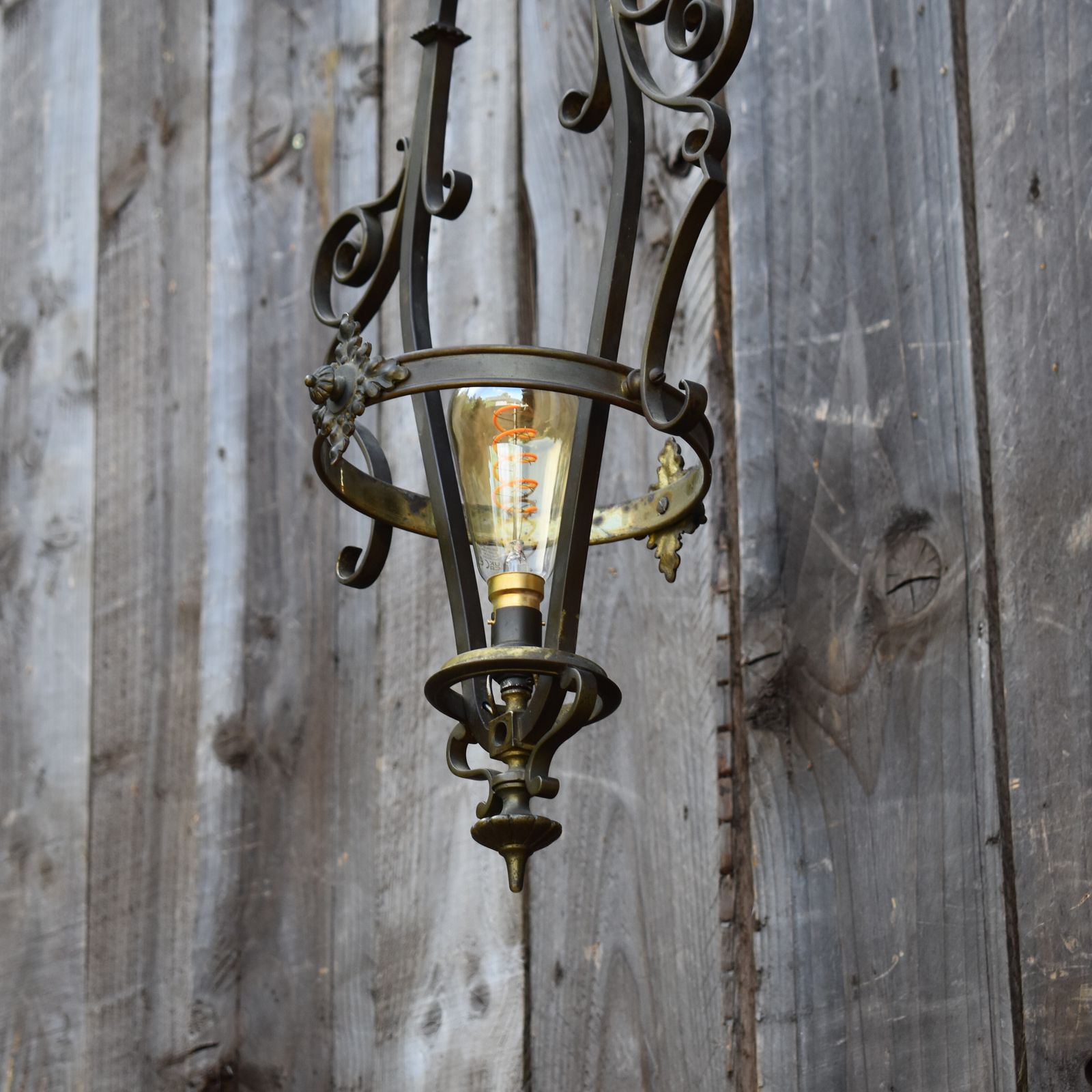Antique Handmade Acanthus Leaf Heavy Brass Scroll Design Statement Pendant Light photo buy