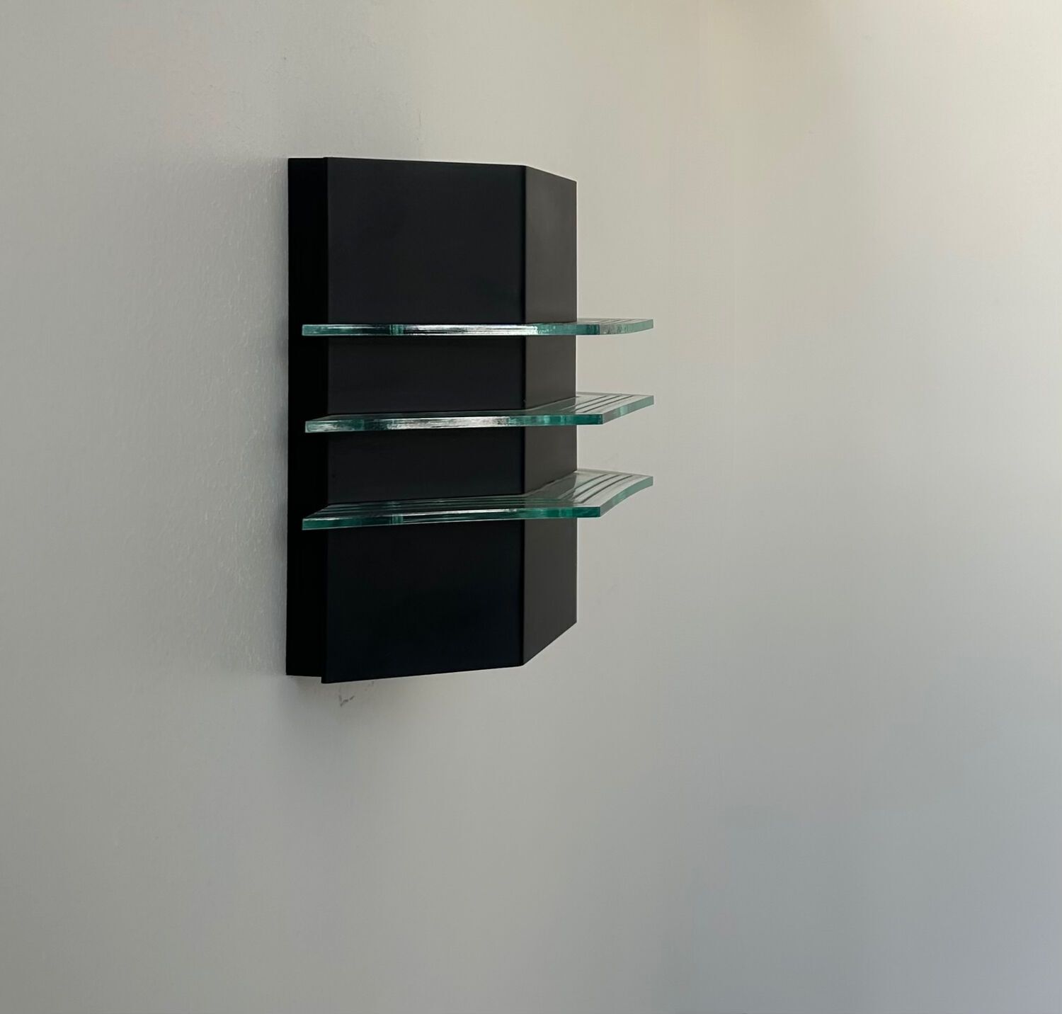Vintage Black Metal And Glass Wall Lamp, France 1980 photo furniture