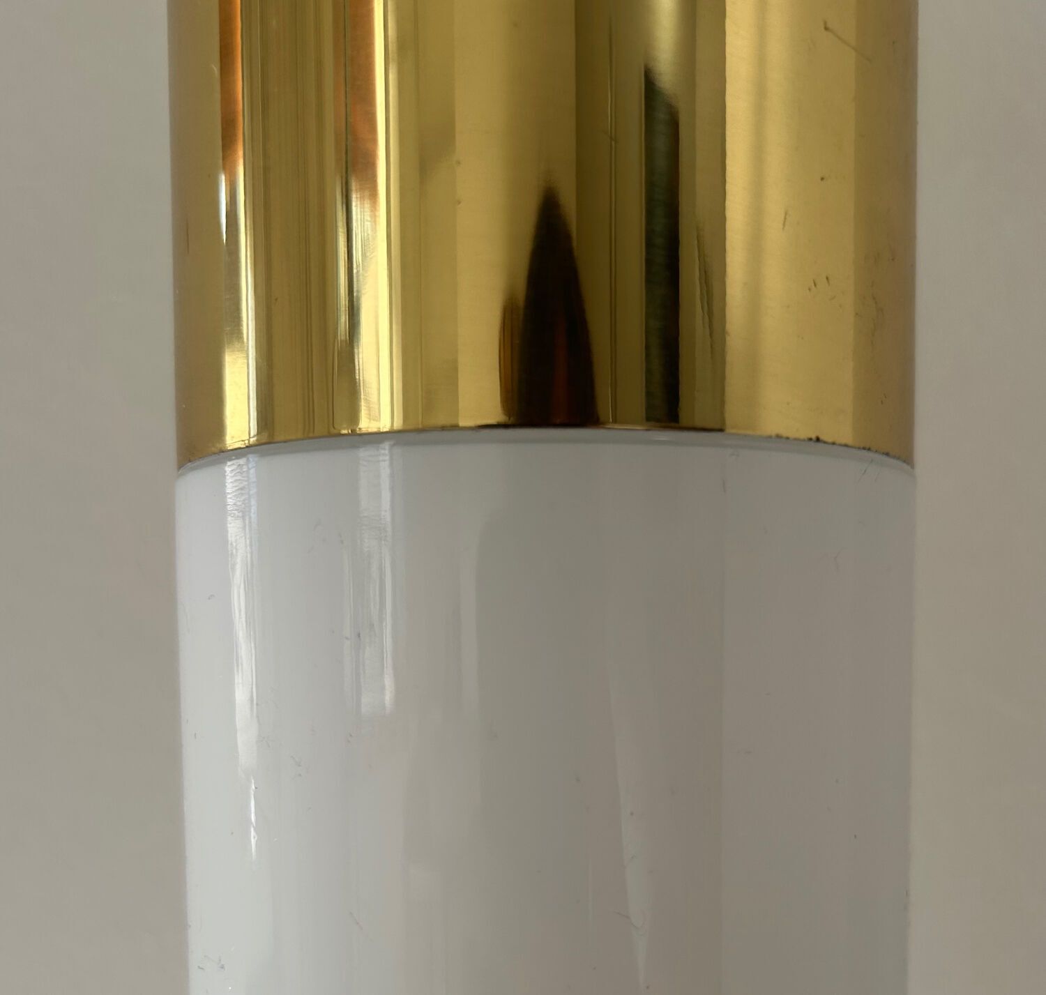 Vintage Brass And Opaline Pendant Light, Limburg, Germany 1960s photo Lighting