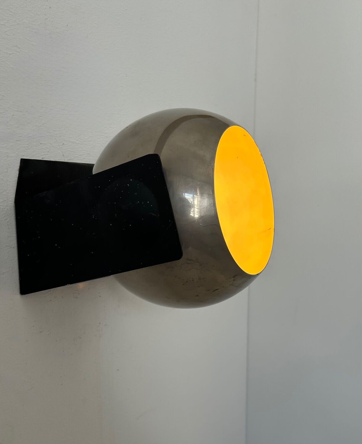 Pair Of Adjustable Wall Lights, Chrome And Matte Black Metal, France 1970 photo for sale