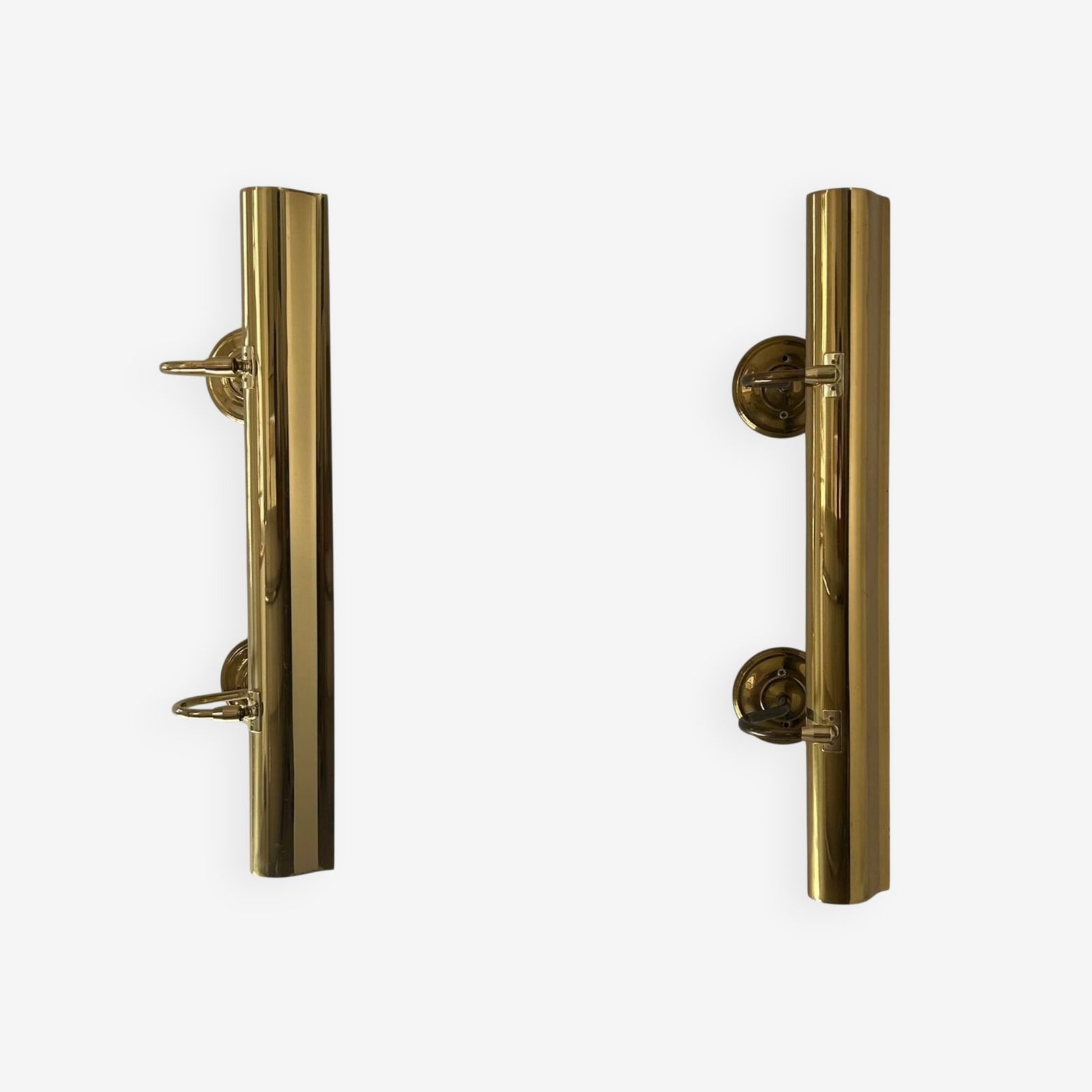 Pair Of Vintage Xl Adjustable Brass Wall Lights, France 1970