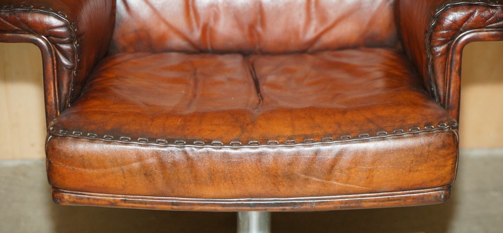3850.0 Restored Mid Century De Sede Ds35 Executive Swivel Directors Chair Brown Leather photo