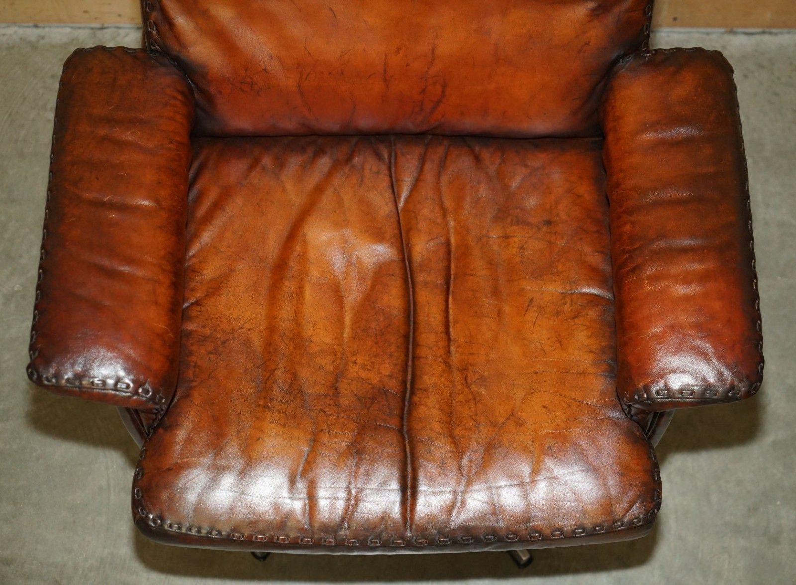 Restored Mid Century De Sede Ds35 Executive Swivel Captains Chair Brown Leather photo 4054.0