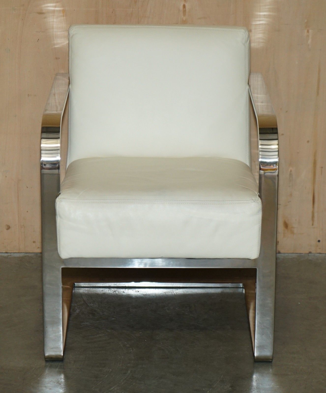 Ex Display Ralph Lauren Designer Modern Penthouse Chrome & Leather Armchair photo Furniture
