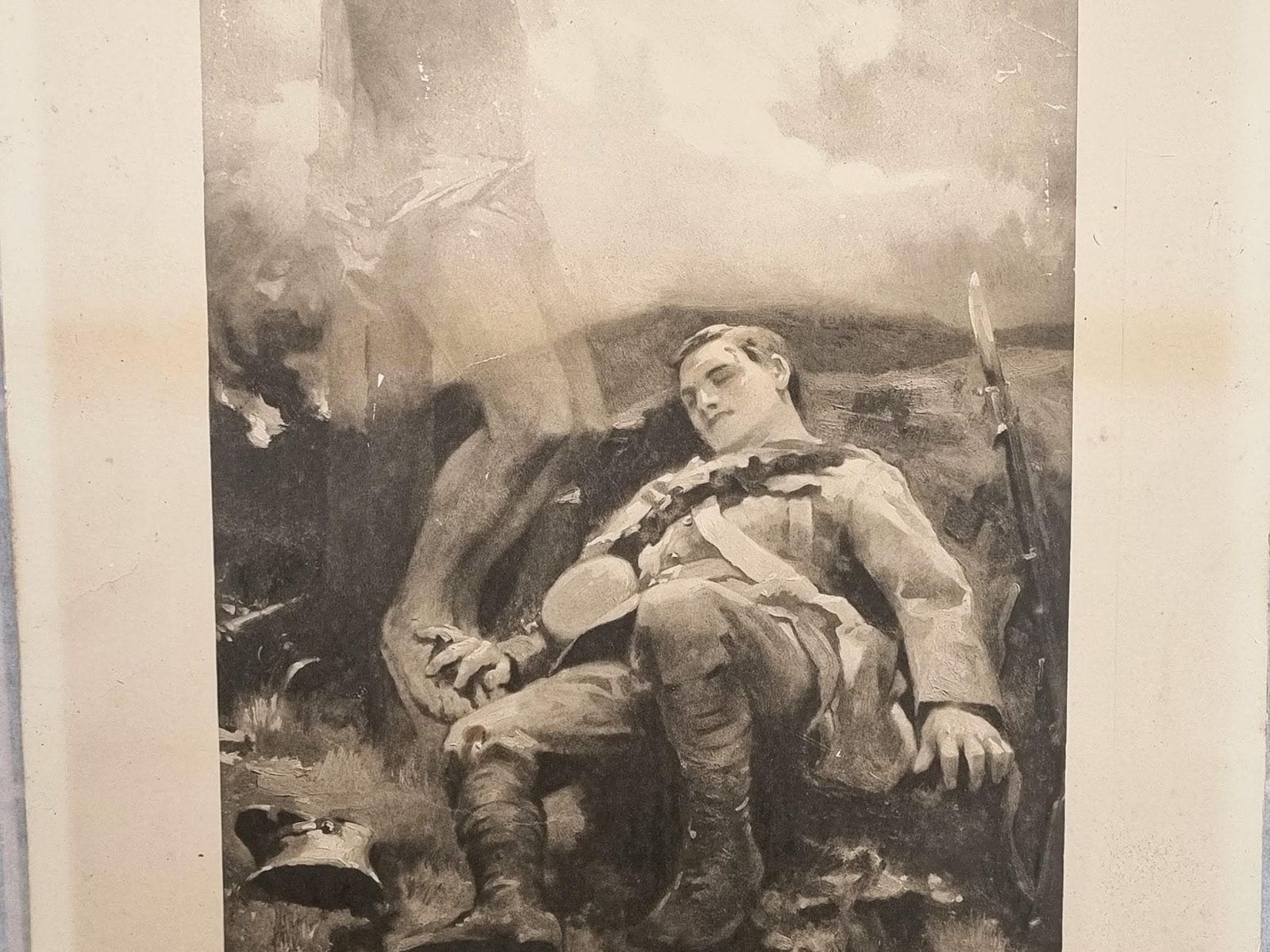 Ww1 The Great Sacrifice Antique Print, Soldier Militaria Collectible Picture, James Clark photo vinterior