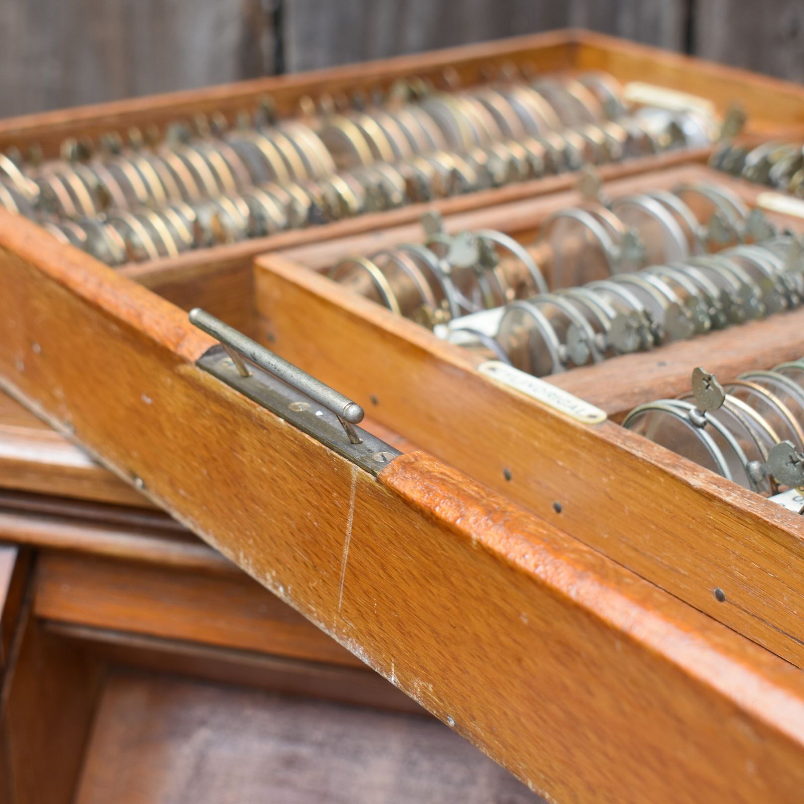 Antique 1900s Raphael's London Optometrist Opticians Tambour Fronted Oak Cabinet photo vintage
