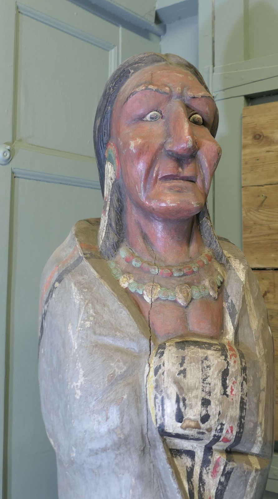 Large Carved Cigar Store Indian, Shop Trade Sign This Is A Very Rare Find, He Is A Full S photo Art