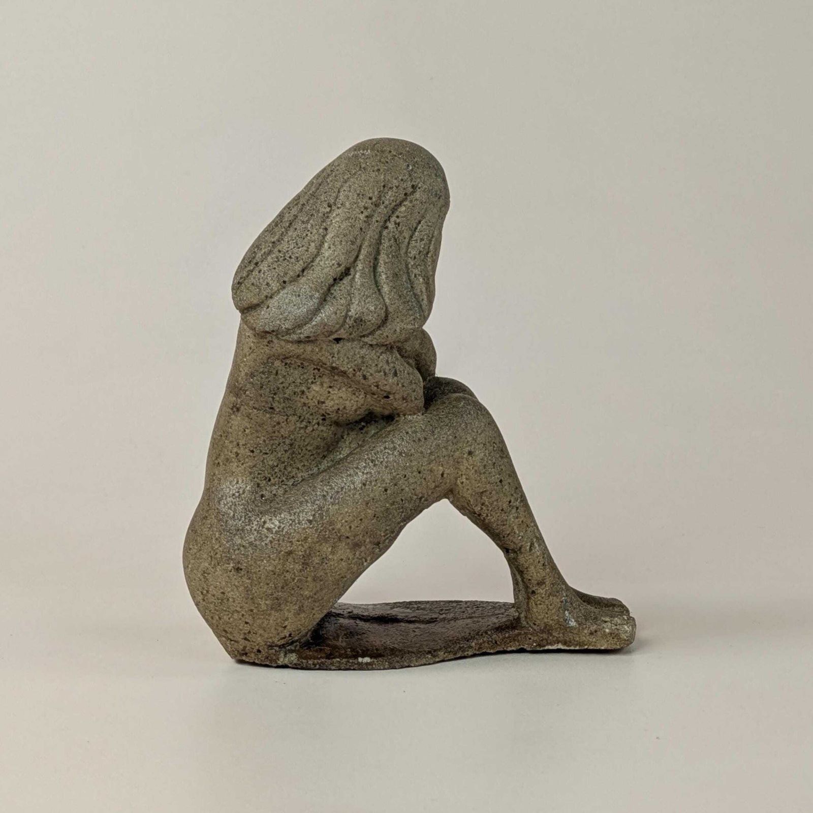 Vintage Nude Female Sculpture Art Rustic Home Decor Stone Finish Statue 1950s photo Art