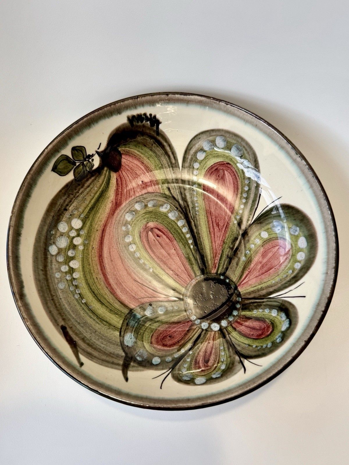 Home Decor 1960’s Willy Steinlin From St. Gallen, Ceramic Bowl With Flamboyant Bird Design photo